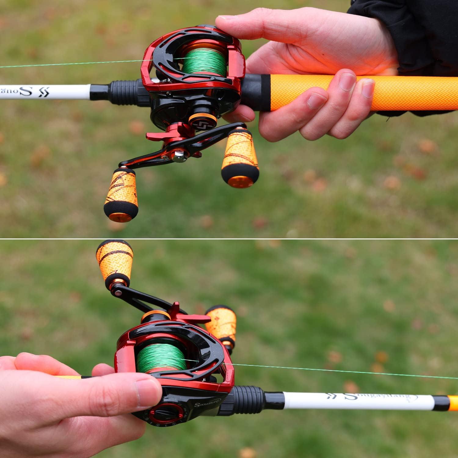 image:imageSougayilang Fishing Rod and Reel Combo Medium Fishing Pole with Casting Reel Baitcaster Combo SuperPolymer Handle6ft OrangeRight Handed Casting Combo