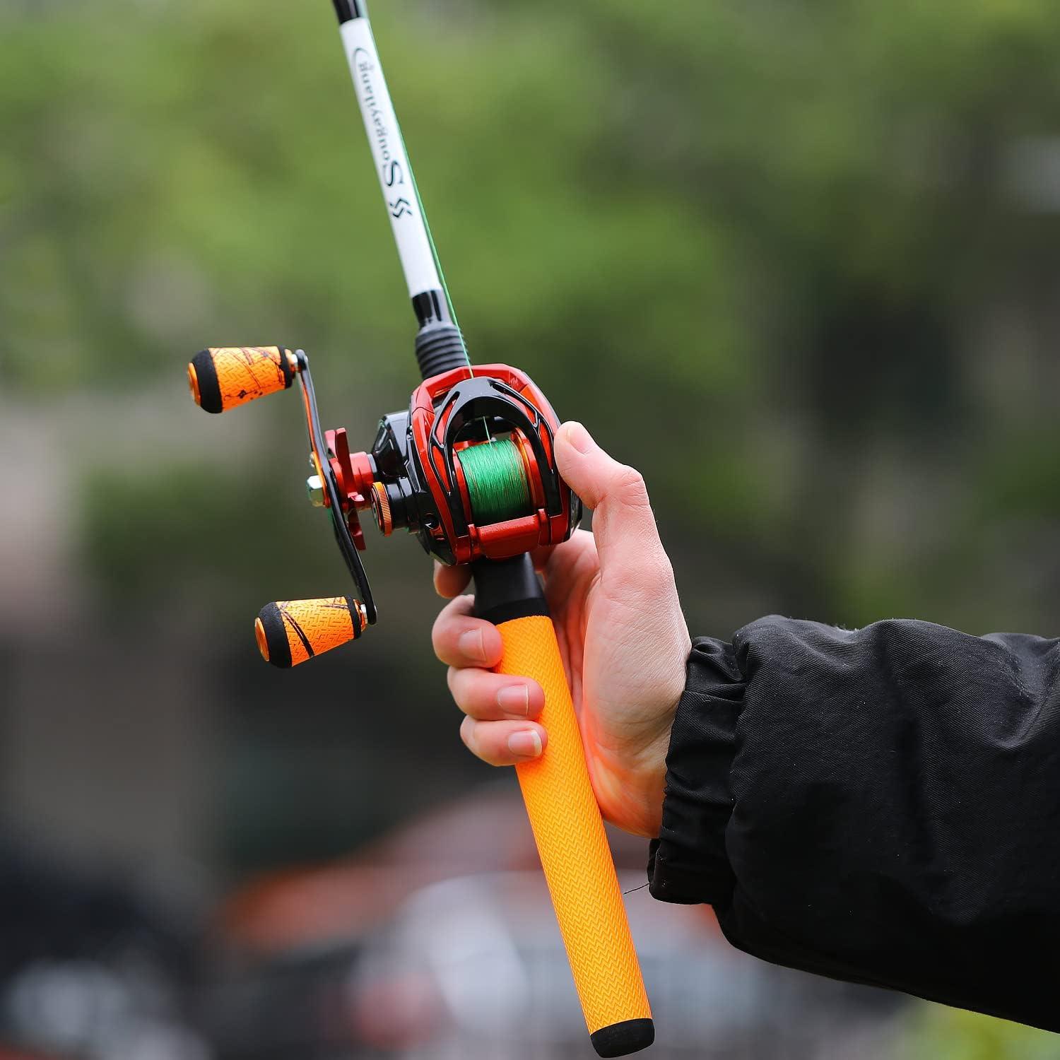 image:imageSougayilang Fishing Rod and Reel Combo Medium Fishing Pole with Casting Reel Baitcaster Combo SuperPolymer Handle6ft OrangeRight Handed Casting Combo