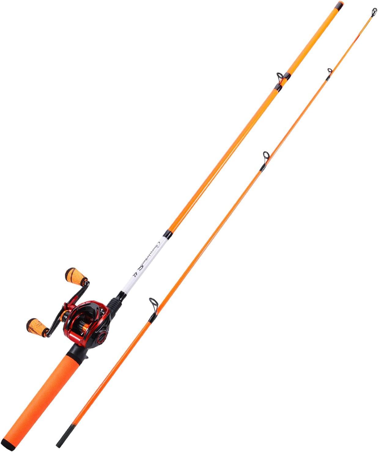 image:imageSougayilang Fishing Rod and Reel Combo Medium Fishing Pole with Casting Reel Baitcaster Combo SuperPolymer Handle6ft OrangeRight Handed Casting Combo