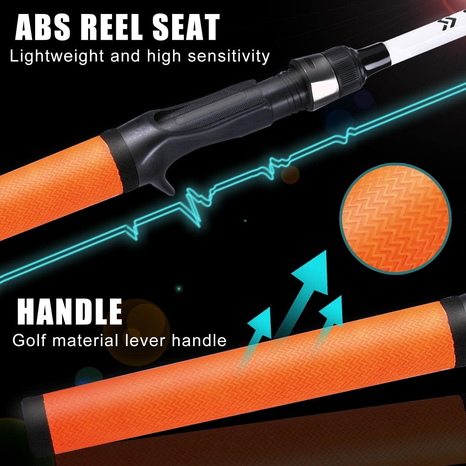 image:imageSougayilang Fishing Rod and Reel Combo Medium Fishing Pole with Casting Reel Baitcaster Combo SuperPolymer Handle6ft OrangeRight Handed Casting Combo