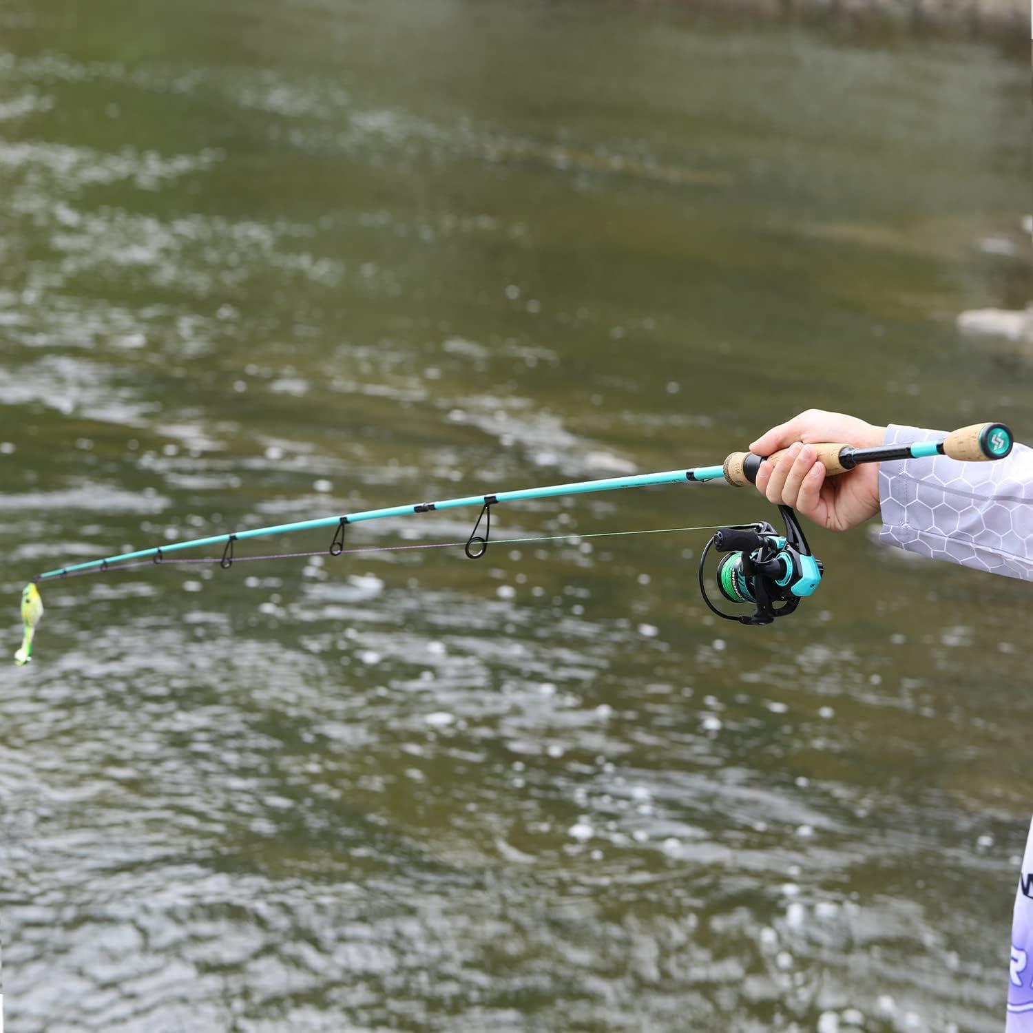 image:imageSougayilang Fishing Rod and Reel Combo Medium Fishing Pole with Spinning Reel Baitcaster Combo SuperPolymer HandleA Blue