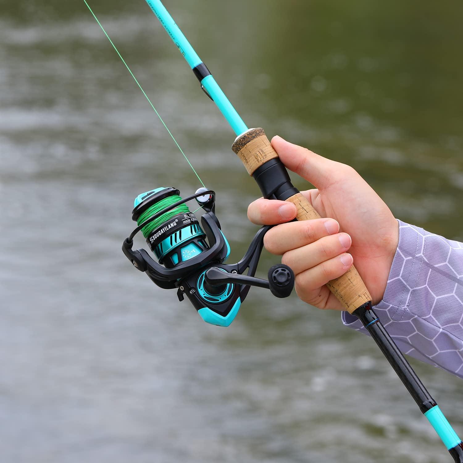 image:imageSougayilang Fishing Rod and Reel Combo Medium Fishing Pole with Spinning Reel Baitcaster Combo SuperPolymer HandleA Blue