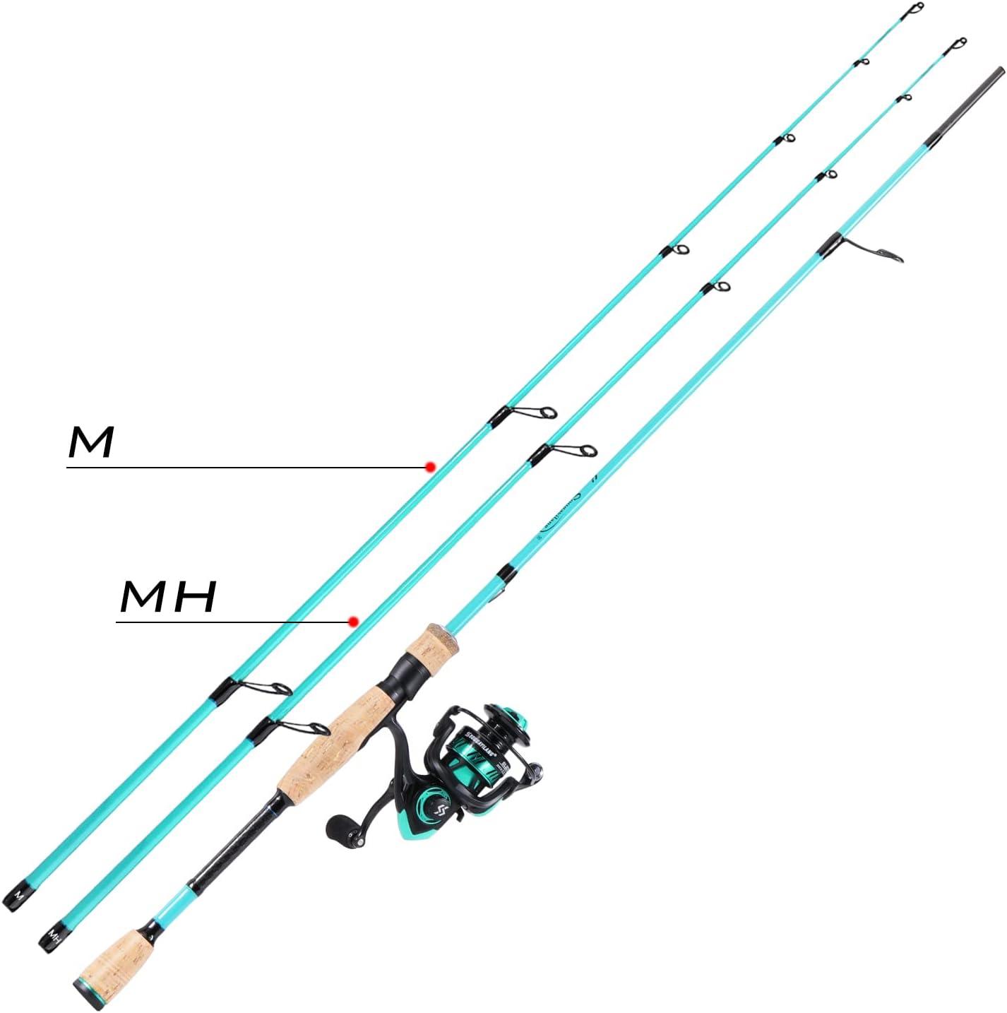 image:imageSougayilang Fishing Rod and Reel Combo Medium Fishing Pole with Spinning Reel Baitcaster Combo SuperPolymer HandleA Blue
