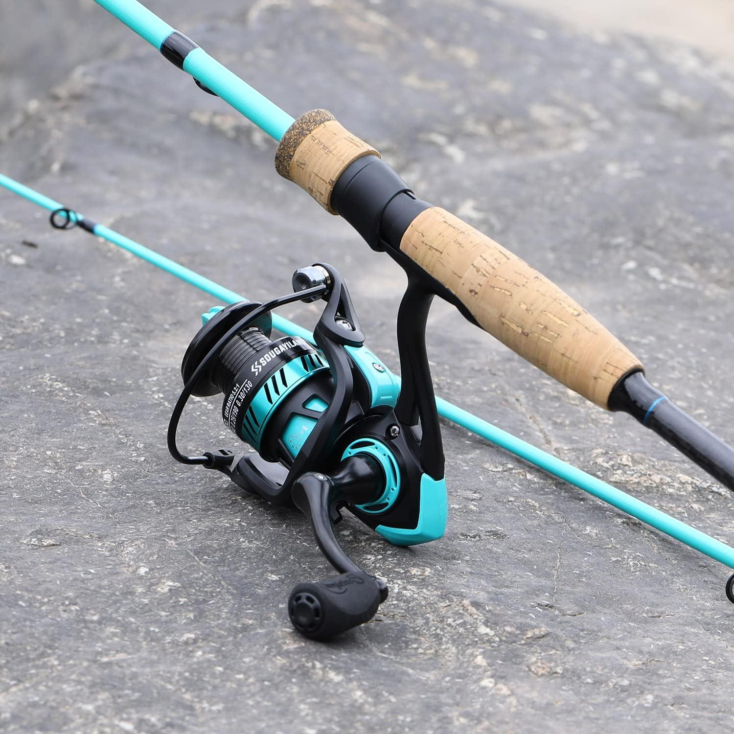 image:imageSougayilang Fishing Rod and Reel Combo Medium Fishing Pole with Spinning Reel Baitcaster Combo SuperPolymer HandleA Blue