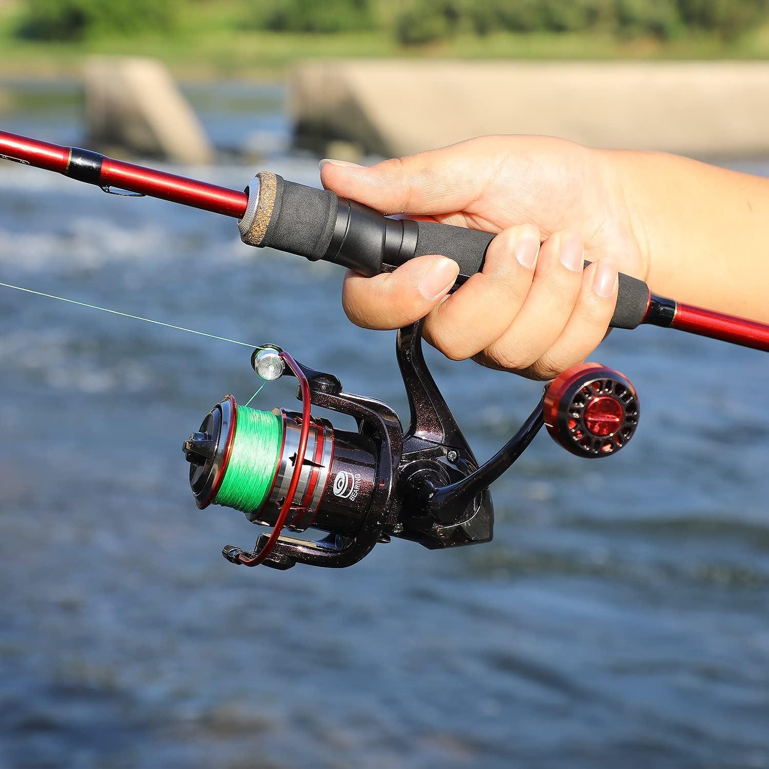 image:imageSougayilang Fishing Rod and Reel Combo Medium Fishing Pole with Spinning Reel Baitcaster Combo SuperPolymer HandleA Red
