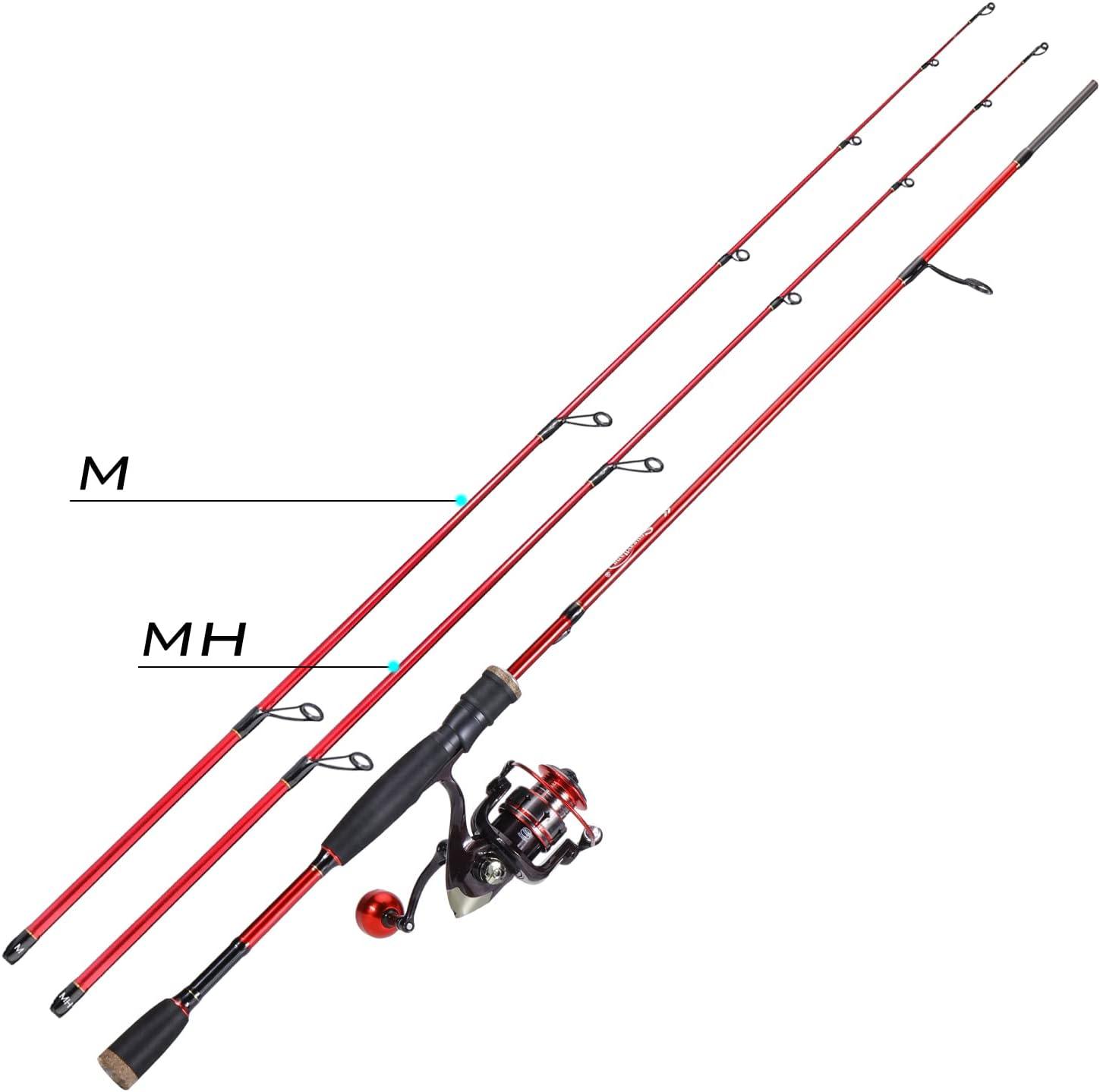 image:imageSougayilang Fishing Rod and Reel Combo Medium Fishing Pole with Spinning Reel Baitcaster Combo SuperPolymer HandleA Red