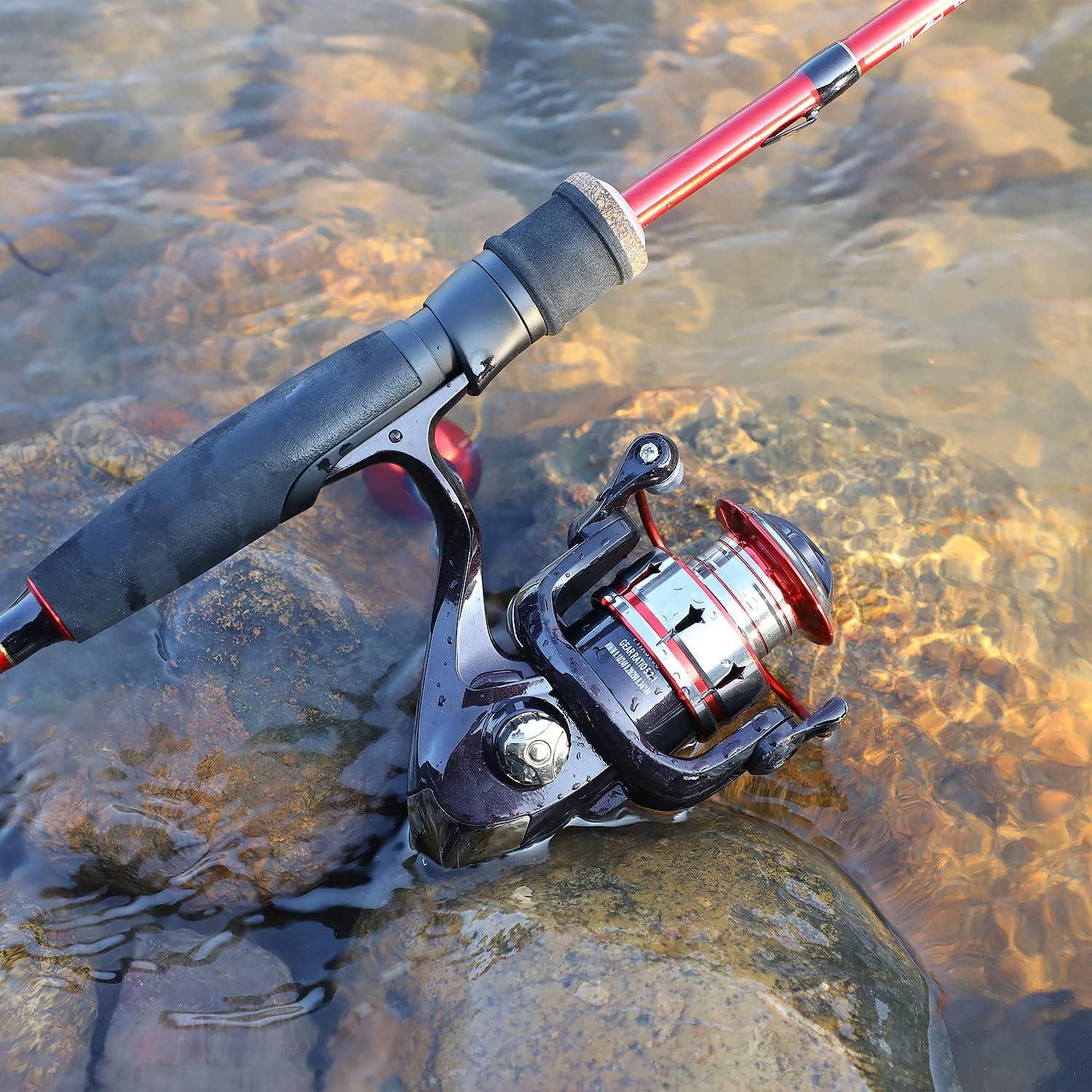 image:imageSougayilang Fishing Rod and Reel Combo Medium Fishing Pole with Spinning Reel Baitcaster Combo SuperPolymer HandleA Red