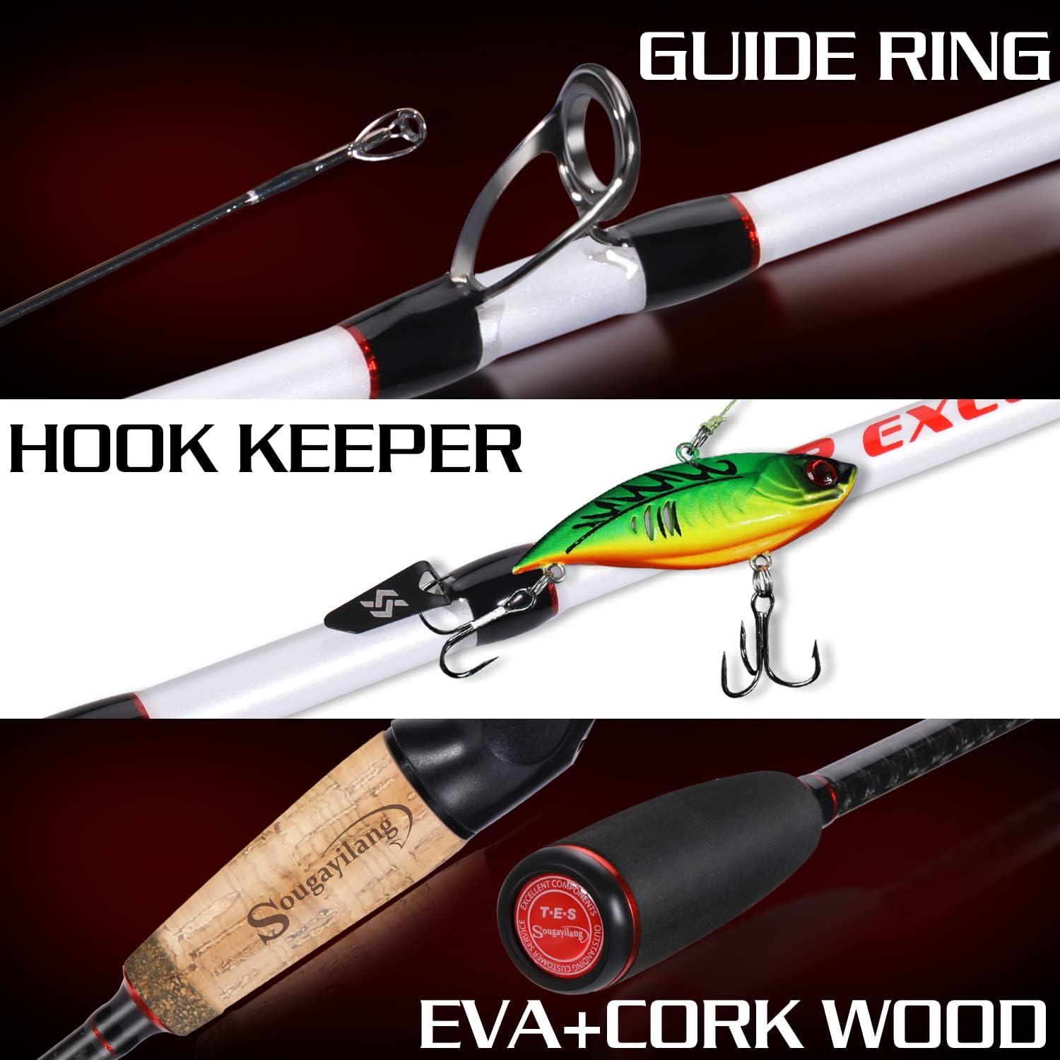 image:imageSougayilang Fishing Rod and Reel Combo Medium Heavy Fishing Pole with Baitcasting Reel Combo 2Piece Baitcaster ComboA Pearl WhiteLeft Handed Reel Combo