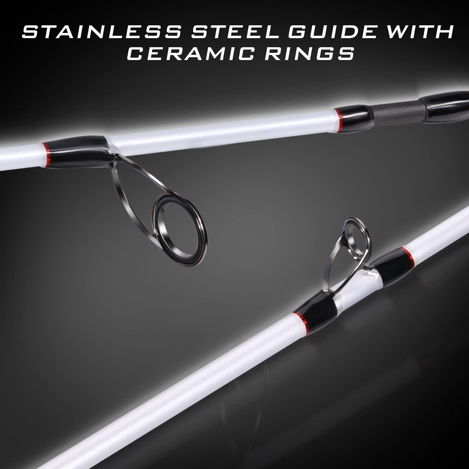 image:imageSougayilang Fishing Rod and Reel Combo Medium Heavy Fishing Pole with Baitcasting Reel Combo 2Piece Baitcaster ComboB Pearl WhiteRight Handed Reel Combo
