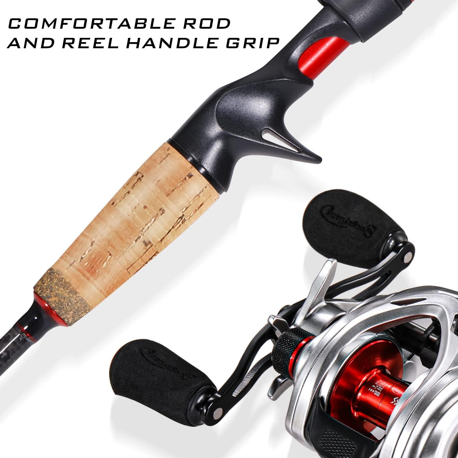 image:imageSougayilang Fishing Rod and Reel Combo Medium Heavy Fishing Pole with Baitcasting Reel Combo 2Piece Baitcaster ComboB Pearl WhiteRight Handed Reel Combo