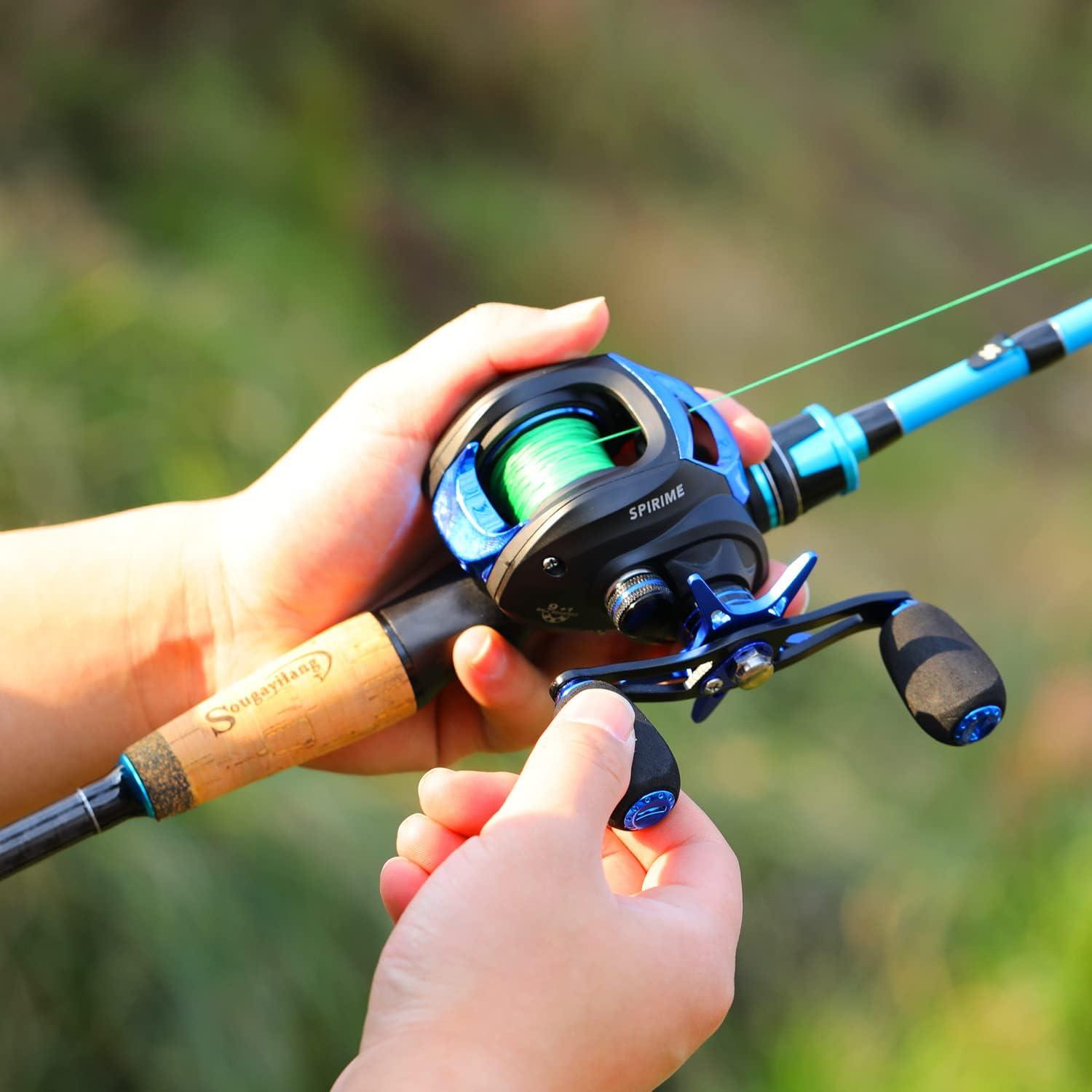 image:imageSougayilang Fishing Rod and Reel Combo Medium Heavy Fishing Pole with Baitcasting Reel Combo 2Piece Baitcaster ComboBlueLeft Handed Reel Combo