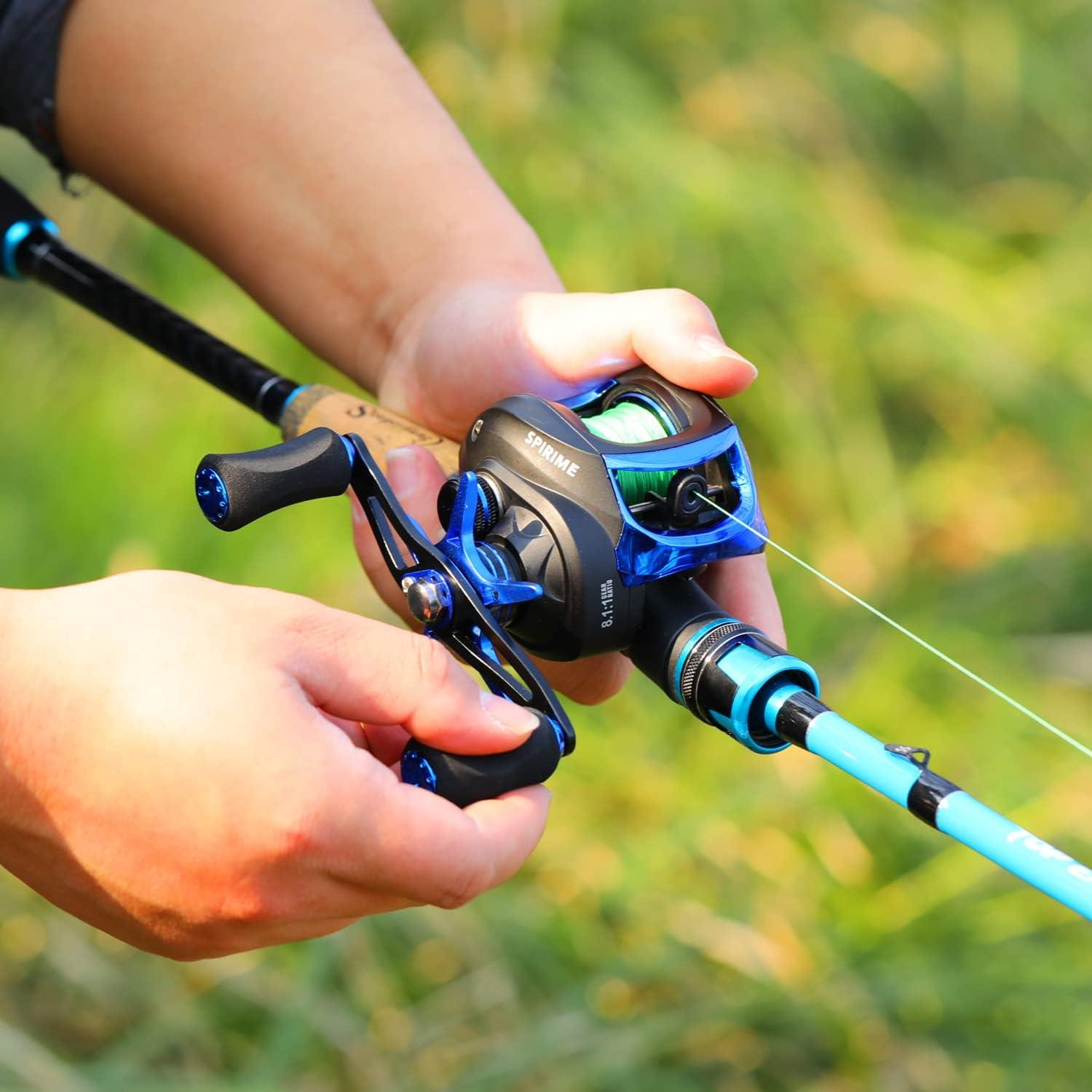 image:imageSougayilang Fishing Rod and Reel Combo Medium Heavy Fishing Pole with Baitcasting Reel Combo 2Piece Baitcaster ComboBlueLeft Handed Reel Combo