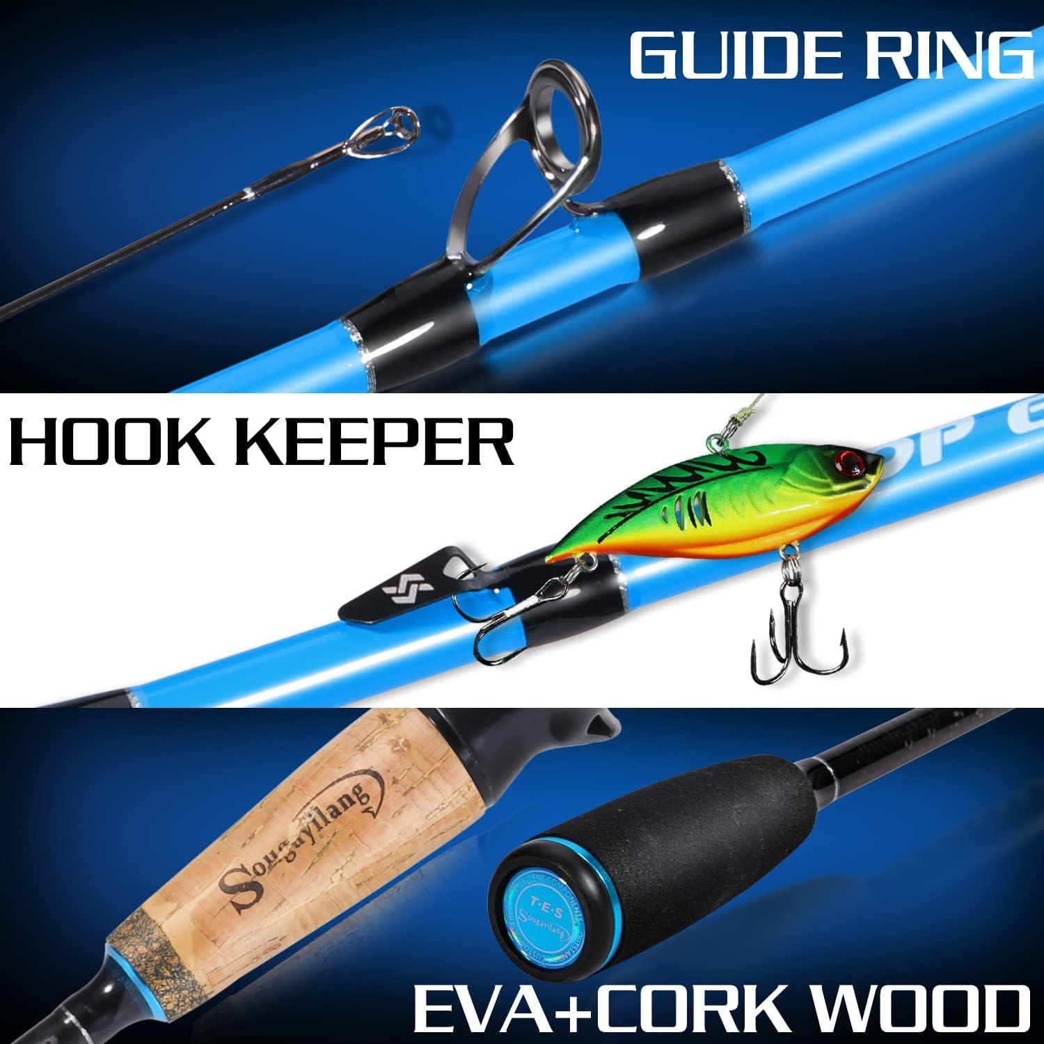 image:imageSougayilang Fishing Rod and Reel Combo Medium Heavy Fishing Pole with Baitcasting Reel Combo 2Piece Baitcaster ComboBlueLeft Handed Reel Combo