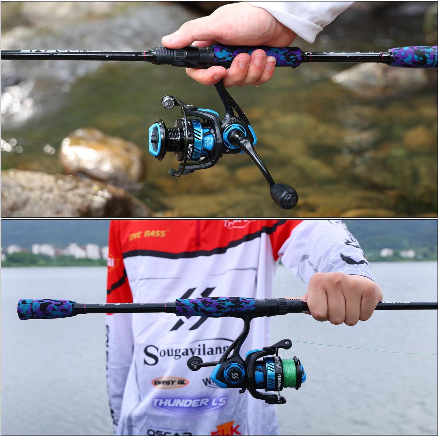 image:imageSougayilang Fishing Rod and Reel Combo Stainless Steel Guides Fishing Pole with Spinning Reel Combo for Bass FishingBlue