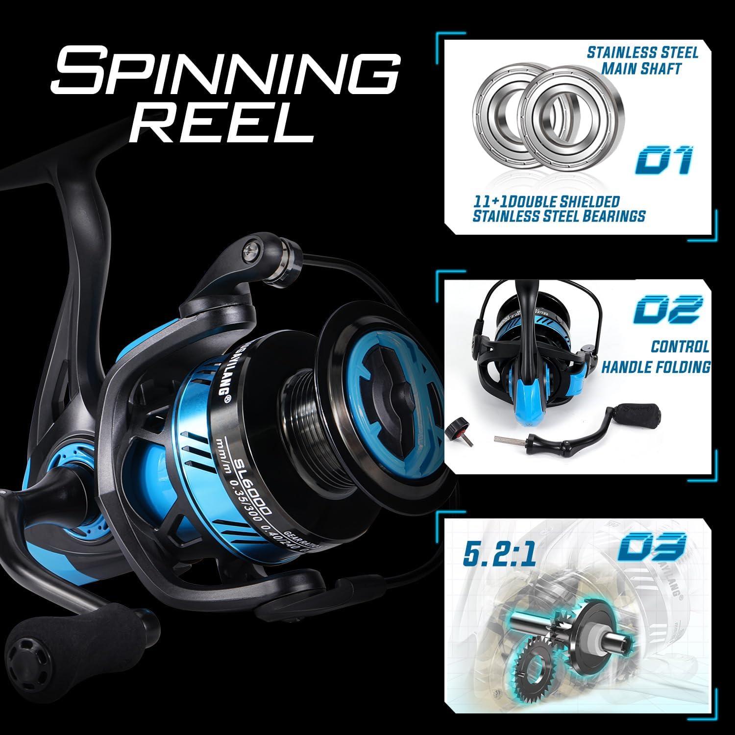 image:imageSougayilang Fishing Rod and Reel Combo Stainless Steel Guides Fishing Pole with Spinning Reel Combo for Bass FishingBlue