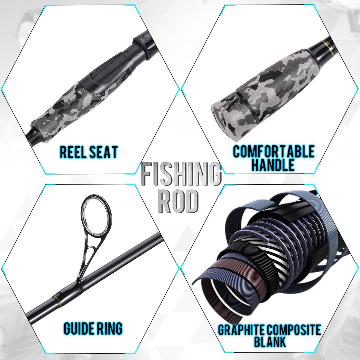 image:imageSougayilang Fishing Rod and Reel Combo Stainless Steel Guides Fishing Pole with Spinning Reel Combo for Bass FishingGrey