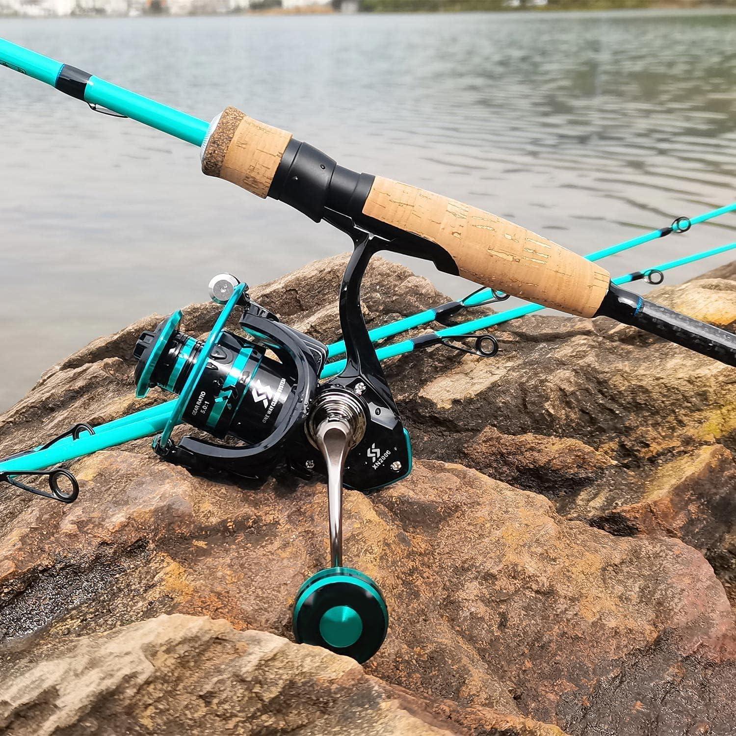 image:imageSougayilang Fishing Rod and Reel Combo Stainless Steel Guides Fishing Pole with Spinning Reel Combo for Saltwater and FreshwaterBlue MMH Twin Tips
