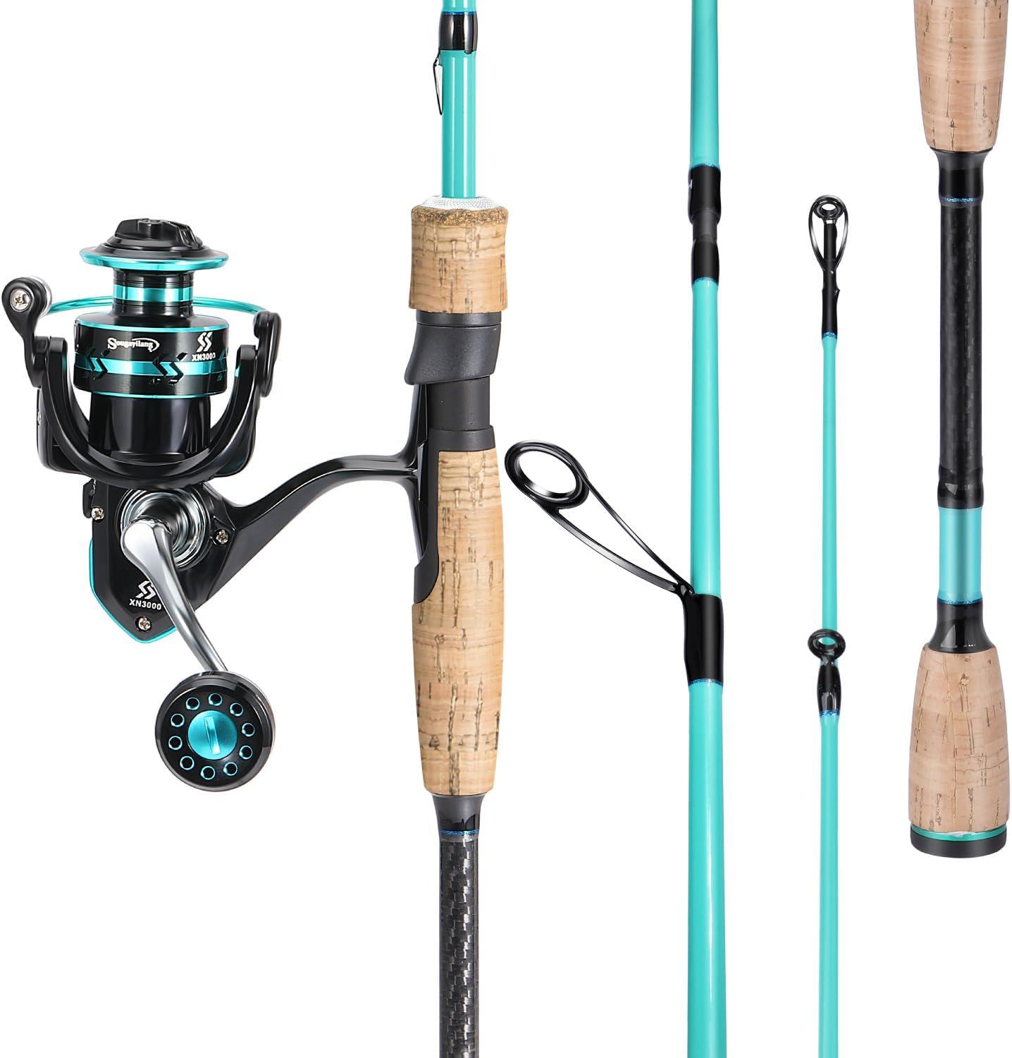 image:imageSougayilang Fishing Rod and Reel Combo Stainless Steel Guides Fishing Pole with Spinning Reel Combo for Saltwater and FreshwaterBlue MMH Twin Tips