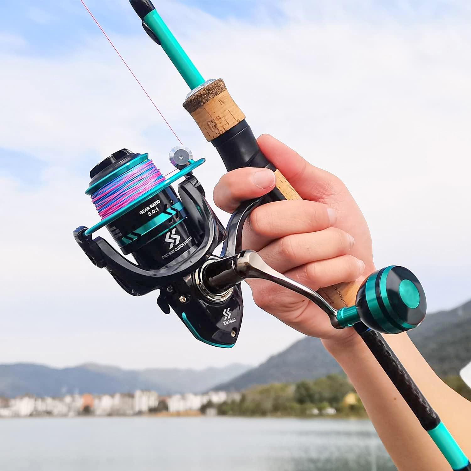 image:imageSougayilang Fishing Rod and Reel Combo Stainless Steel Guides Fishing Pole with Spinning Reel Combo for Saltwater and FreshwaterBlue MMH Twin Tips