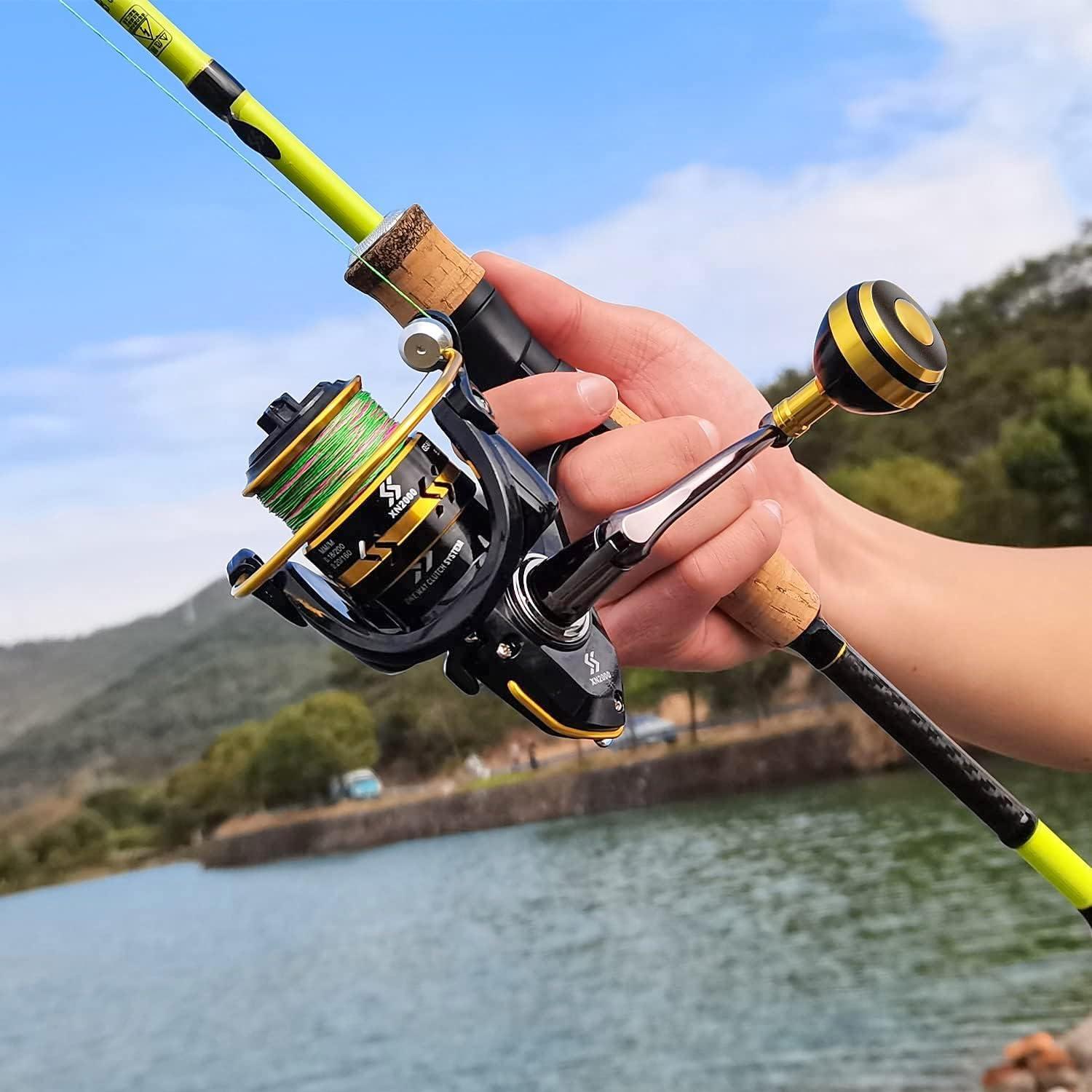 image:imageSougayilang Fishing Rod and Reel Combo Stainless Steel Guides Fishing Pole with Spinning Reel Combo for Saltwater and FreshwaterYellow MMH Twin Tips