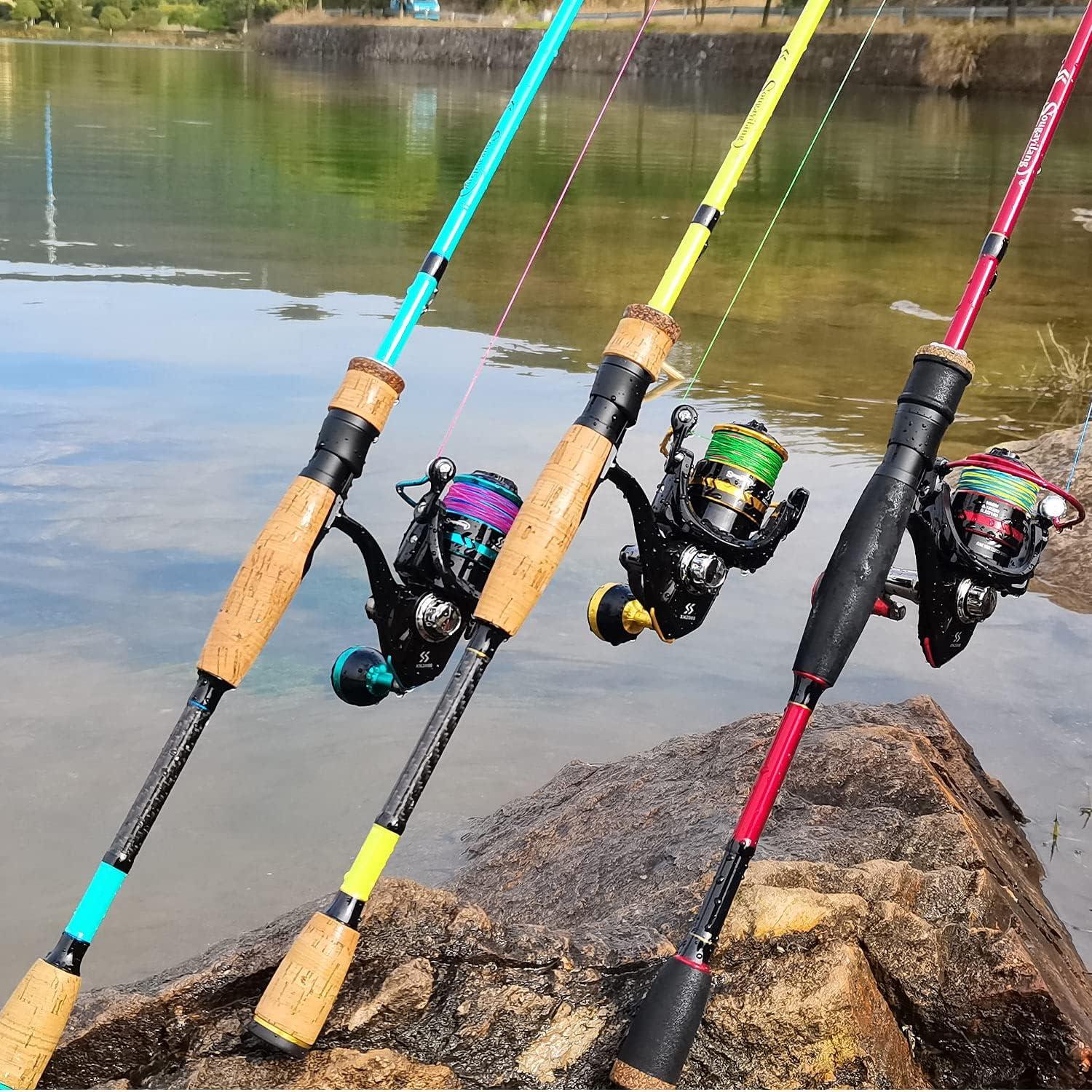 image:imageSougayilang Fishing Rod and Reel Combo Stainless Steel Guides Fishing Pole with Spinning Reel Combo for Saltwater and FreshwaterYellow MMH Twin Tips