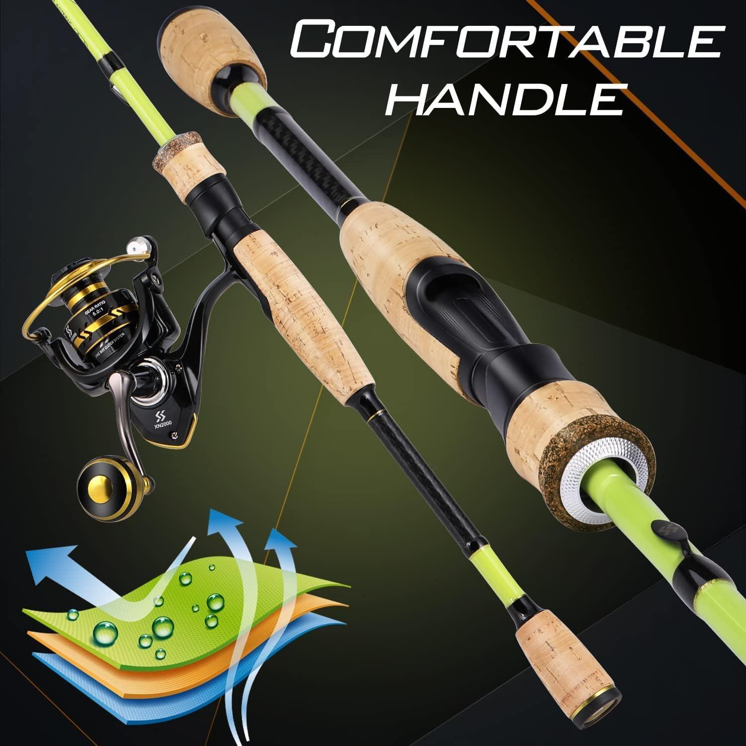image:imageSougayilang Fishing Rod and Reel Combo Stainless Steel Guides Fishing Pole with Spinning Reel Combo for Saltwater and FreshwaterYellow MMH Twin Tips