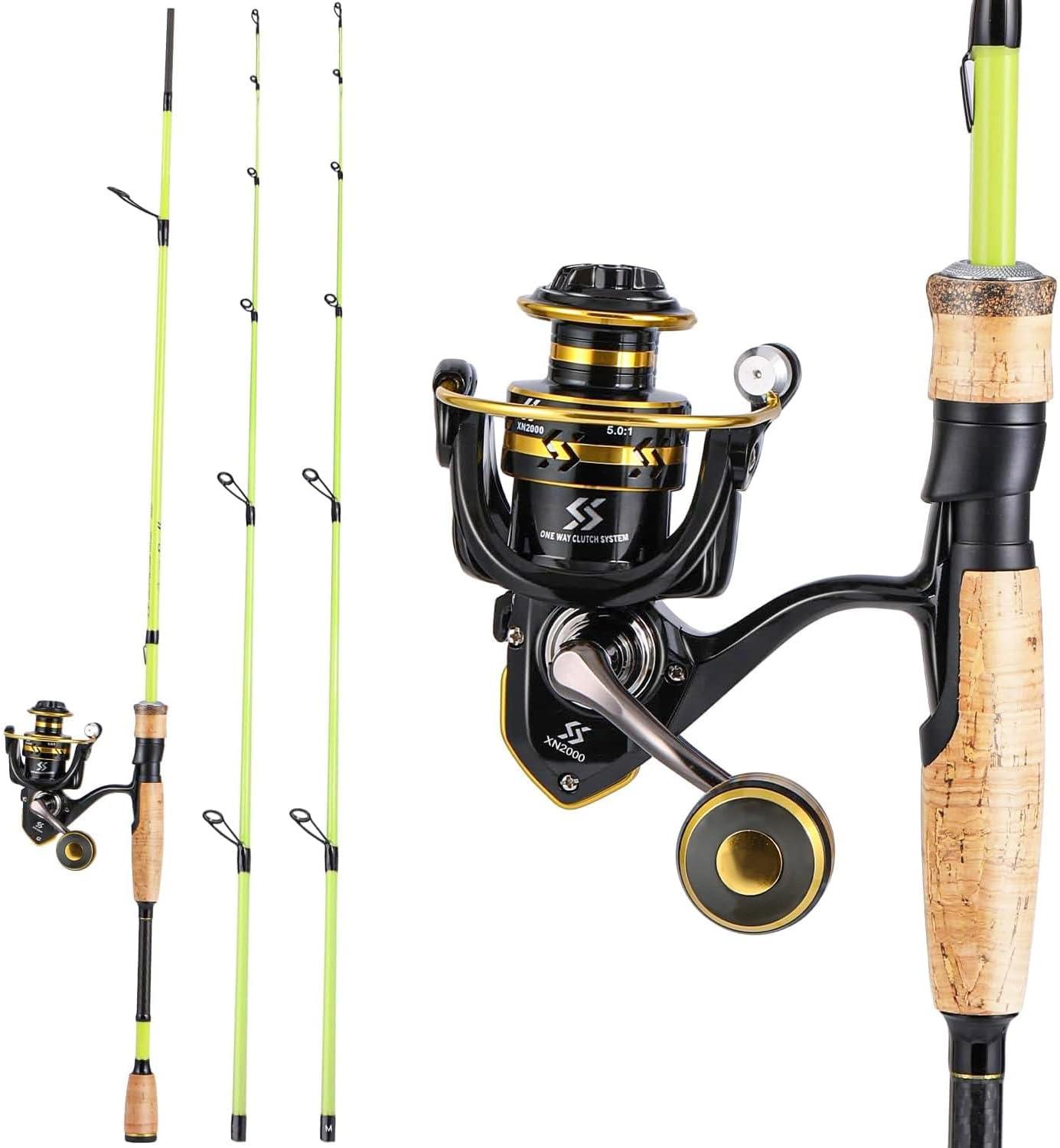 image:imageSougayilang Fishing Rod and Reel Combo Stainless Steel Guides Fishing Pole with Spinning Reel Combo for Saltwater and FreshwaterYellow MMH Twin Tips