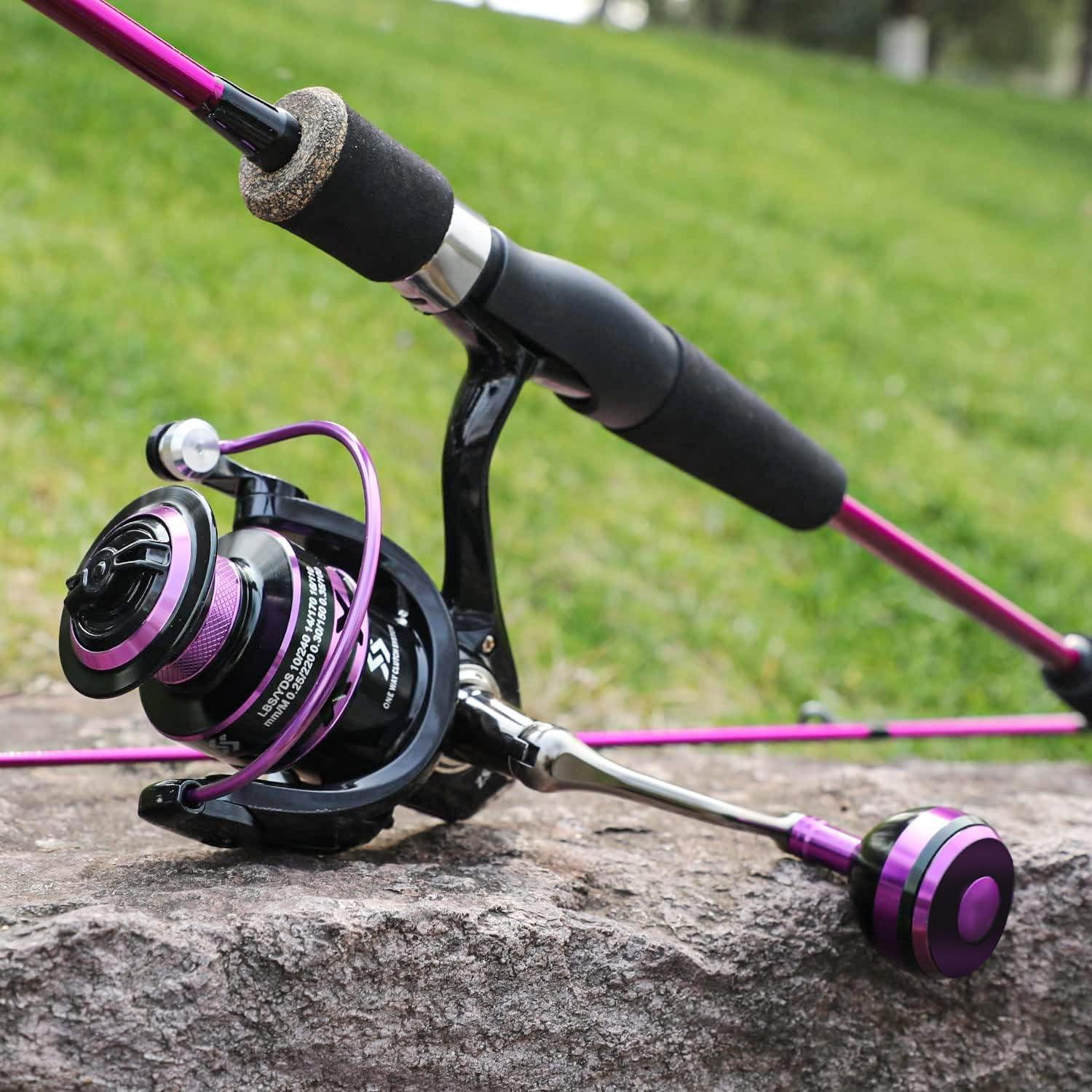 image:imageSougayilang Fishing Rod and Reel Combo Stainless Steel Guides Fishing Pole with Spinning Reel Combo for Saltwater and Freshwaterpurple Medium
