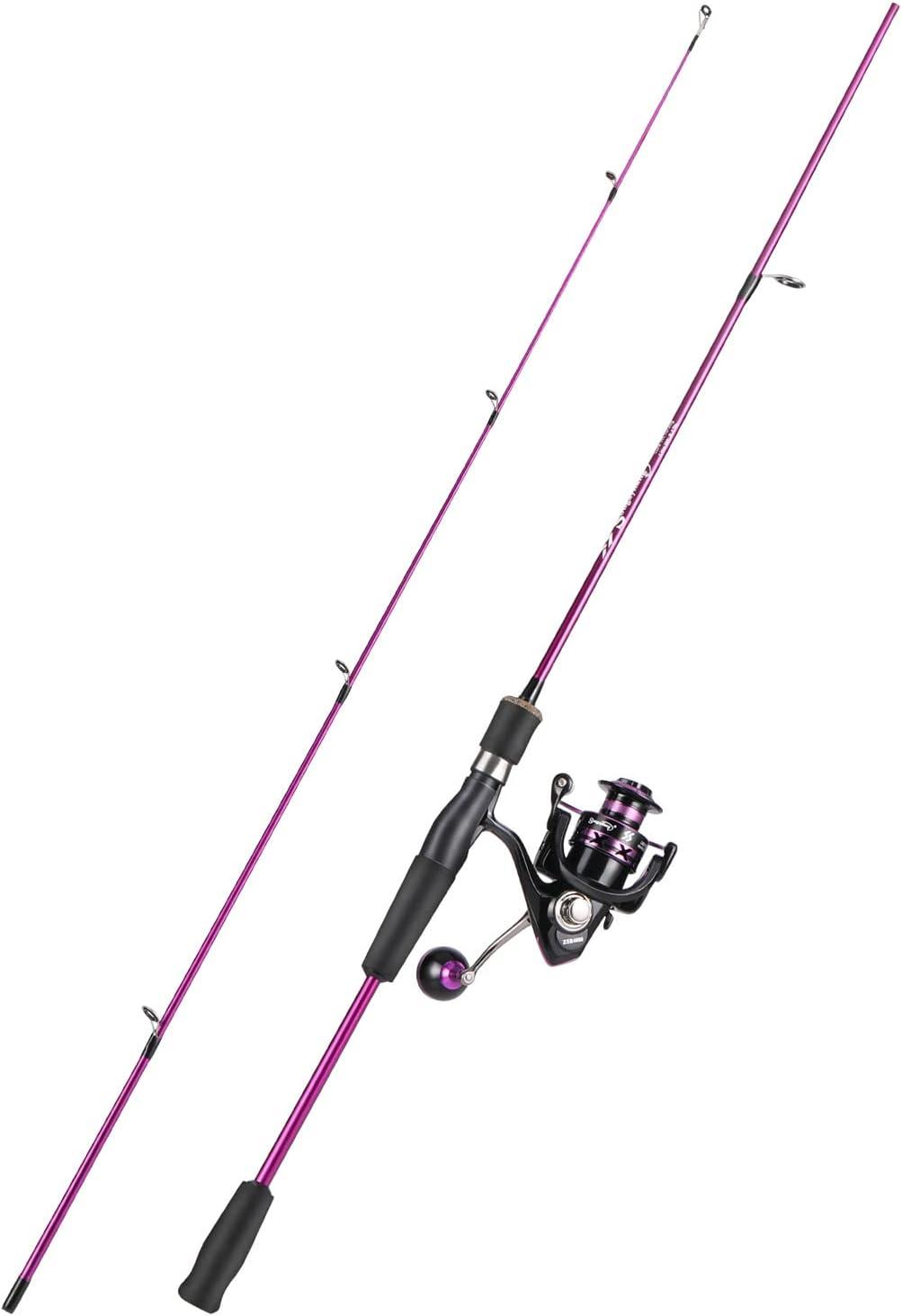 image:imageSougayilang Fishing Rod and Reel Combo Stainless Steel Guides Fishing Pole with Spinning Reel Combo for Saltwater and Freshwaterpurple Medium