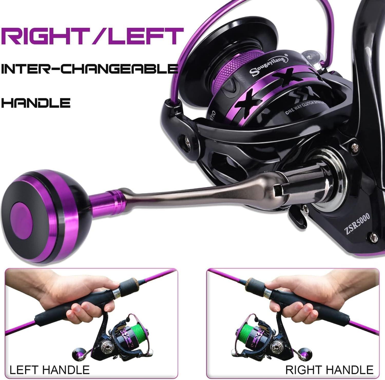 image:imageSougayilang Fishing Rod and Reel Combo Stainless Steel Guides Fishing Pole with Spinning Reel Combo for Saltwater and Freshwaterpurple Medium