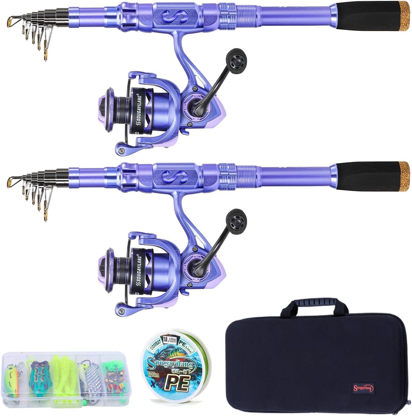 image:imageSougayilang Fishing Rod and Reel Combos Carbon Fiber Telescopic Fishing Pole with Smooth Reel Combo Saltwater Freshwater Kit18m591ft