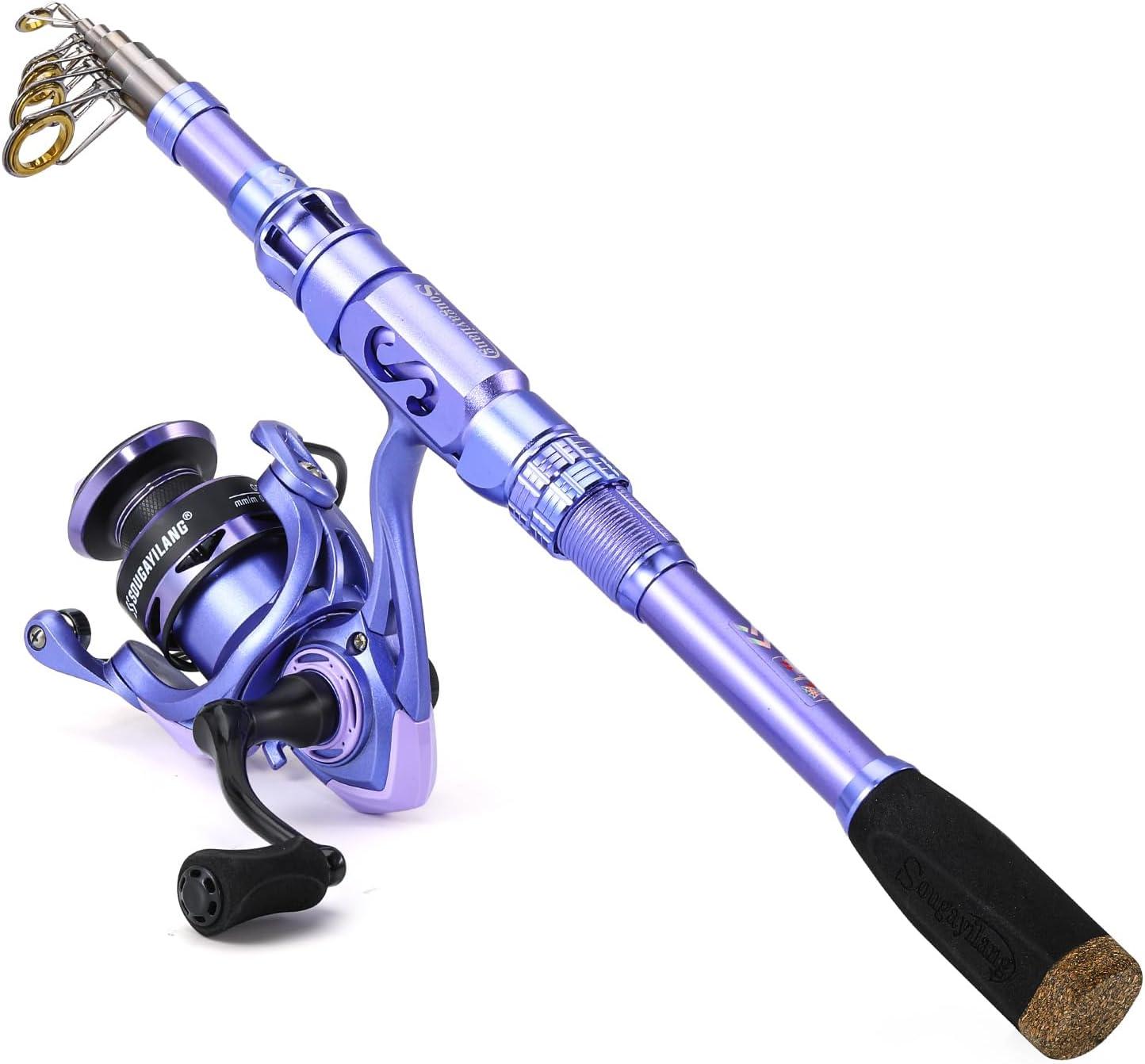 image:imageSougayilang Fishing Rod and Reel Combos Carbon Fiber Telescopic Fishing Pole with Smooth Reel Combo Saltwater Freshwater Kit18m591ft