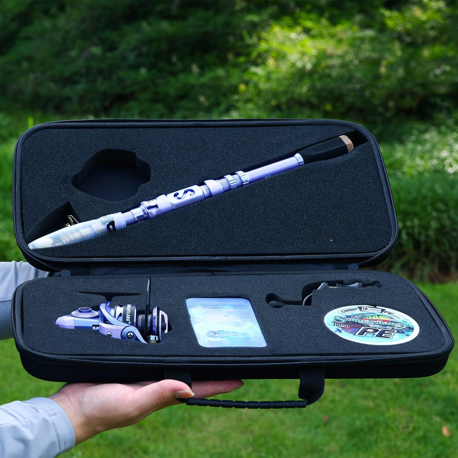 image:imageSougayilang Fishing Rod and Reel Combos Carbon Fiber Telescopic Fishing Pole with Smooth Reel Combo Saltwater Freshwater Kit18m591ft