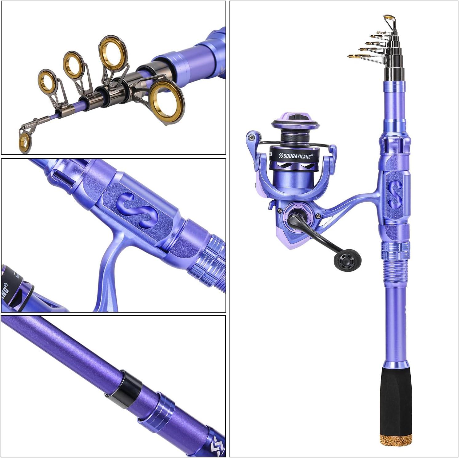 image:imageSougayilang Fishing Rod and Reel Combos Carbon Fiber Telescopic Fishing Pole with Smooth Reel Combo Saltwater Freshwater Kit18m591ft