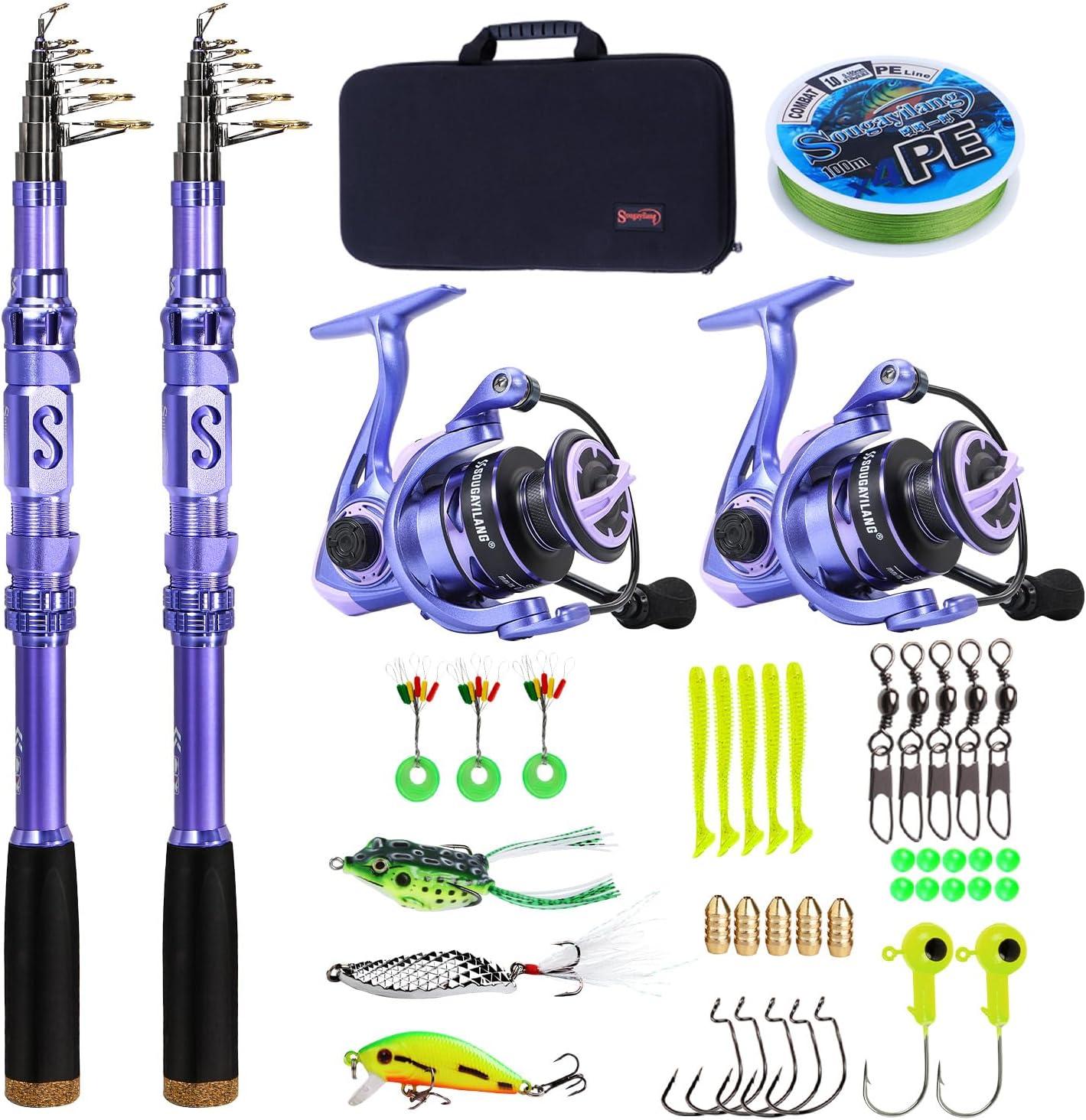 image:imageSougayilang Fishing Rod and Reel Combos Carbon Fiber Telescopic Fishing Pole with Smooth Reel Combo Saltwater Freshwater Kit18m591ft