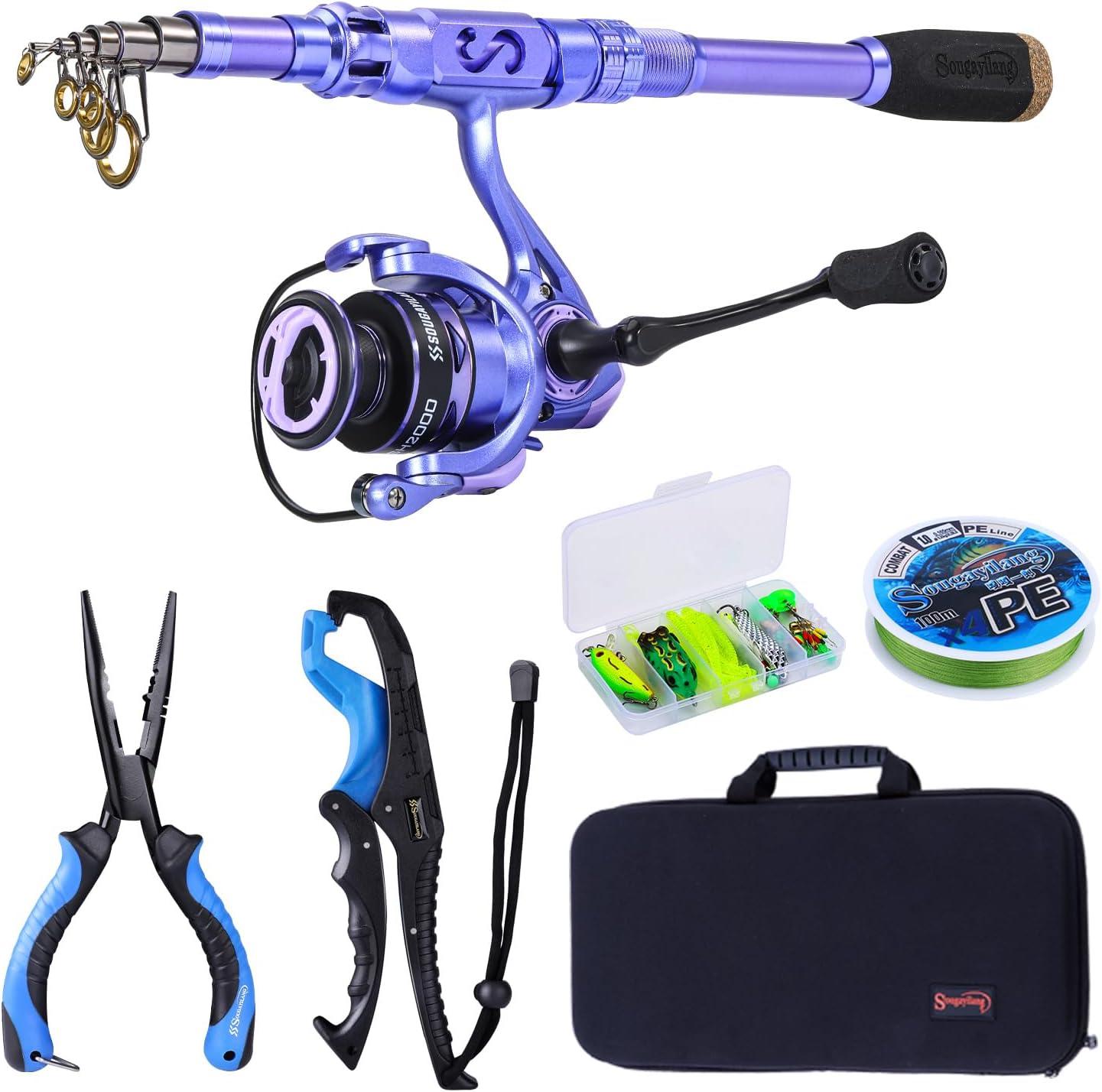 image:imageSougayilang Fishing Rod and Reel Combos Carbon Fiber Telescopic Fishing Pole with Smooth Reel Combo Saltwater Freshwater Kit18m591ft