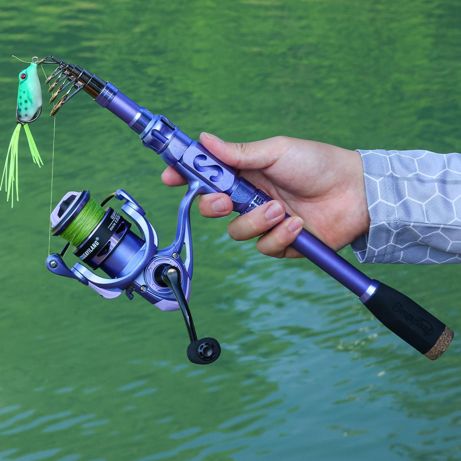 image:imageSougayilang Fishing Rod and Reel Combos Carbon Fiber Telescopic Fishing Pole with Smooth Reel Combo Saltwater Freshwater Kit18m591ft