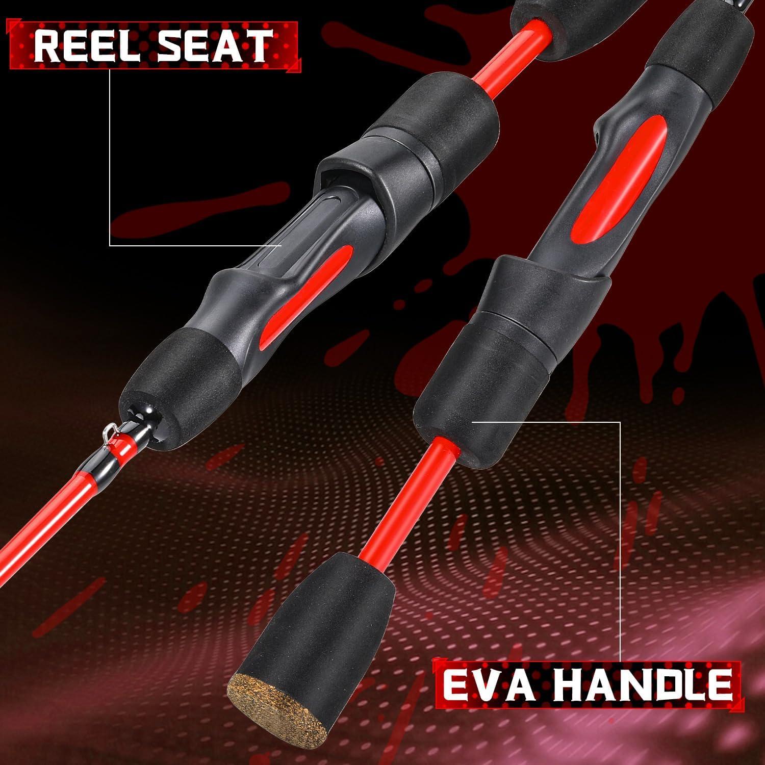 image:imageSougayilang Ice Fishing Rod Reel Combo 27 LightMedium Spinning Rods EVA Handle Rod Set with Fishing Jigs Kit