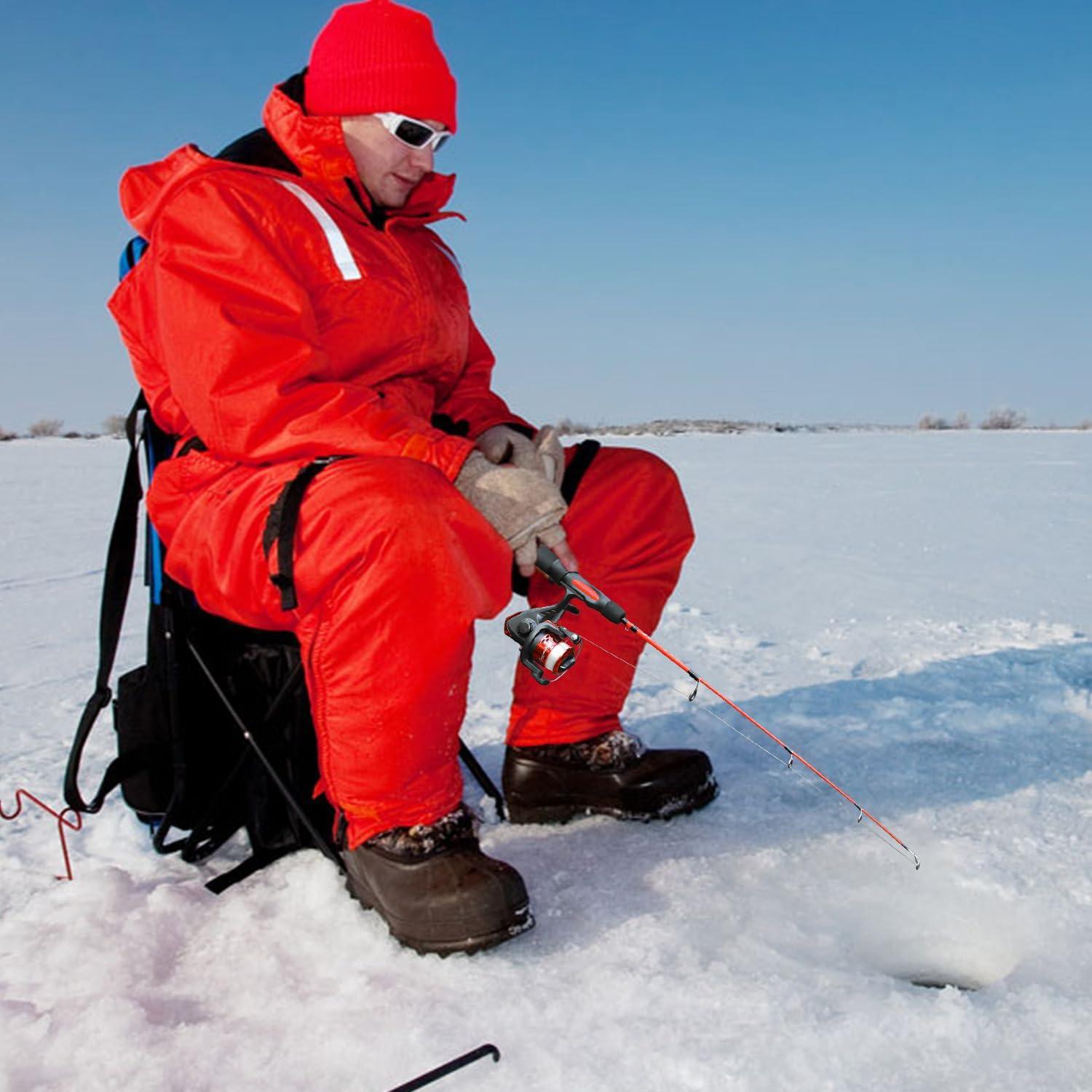 image:imageSougayilang Ice Fishing Rod Reel Combo 27 LightMedium Spinning Rods EVA Handle Rod Set with Fishing Jigs Kit
