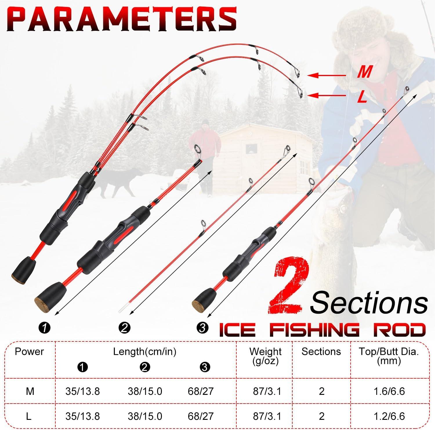image:imageSougayilang Ice Fishing Rod Reel Combo 27 LightMedium Spinning Rods EVA Handle Rod Set with Fishing Jigs Kit