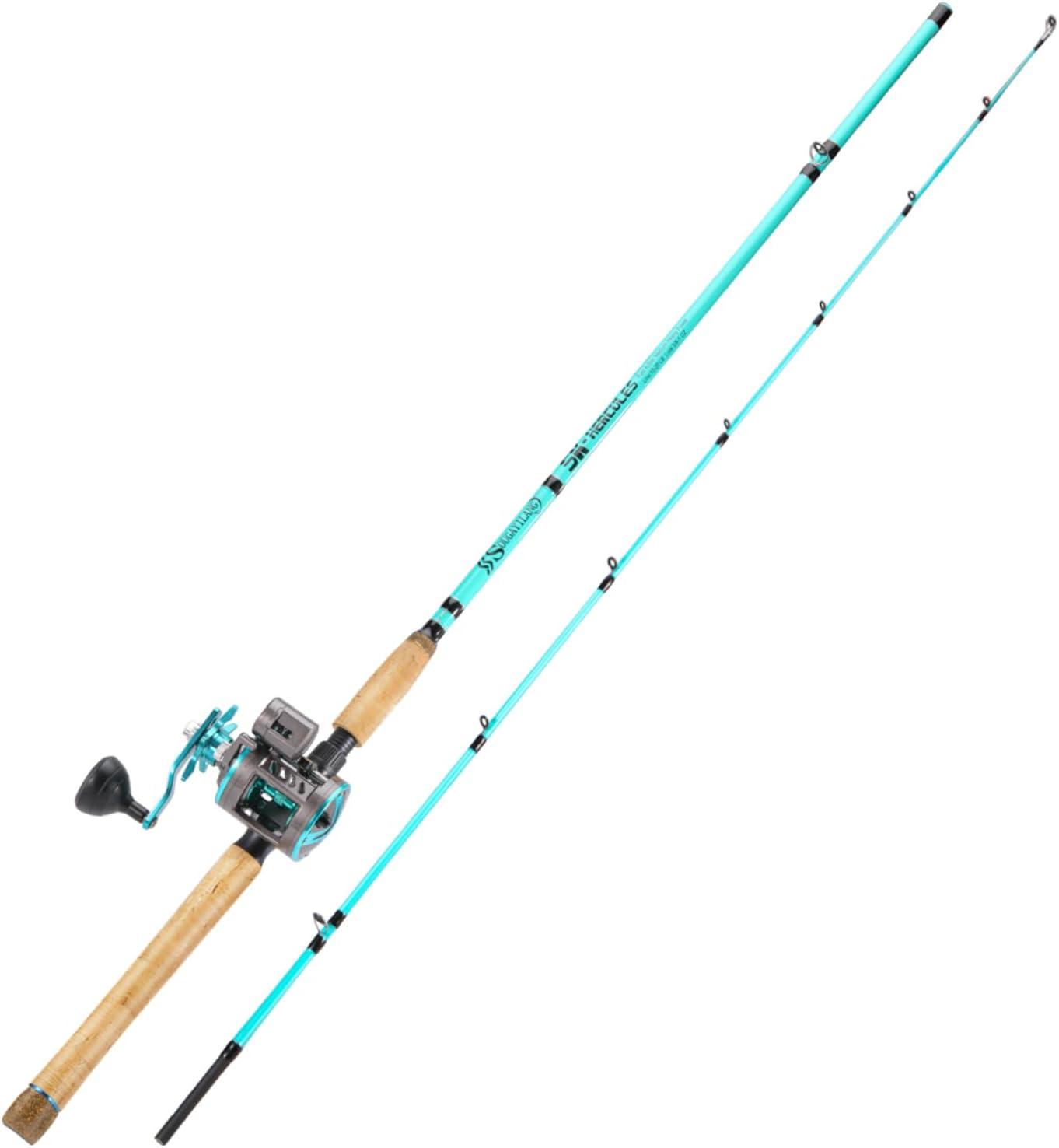 image:imageSougayilang Inshore Fishing Rod Combo with Line Counter Fishing Reel Suitable for Catfish SalmonSteelhead Striper Bass FishingLeft Handed