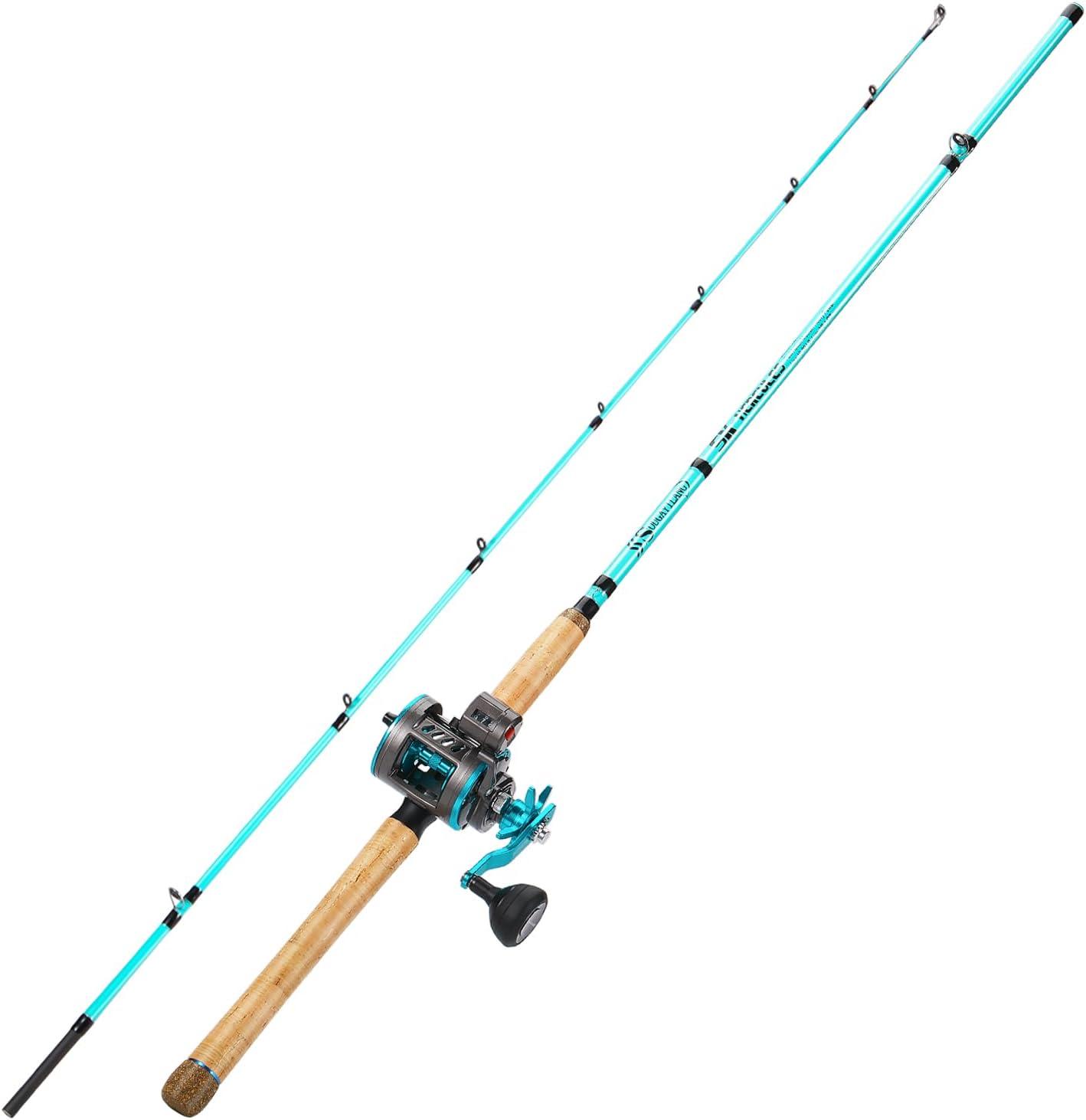 image:imageSougayilang Inshore Fishing Rod Combo with Line Counter Fishing Reel Suitable for Catfish SalmonSteelhead Striper Bass FishingRight Handed