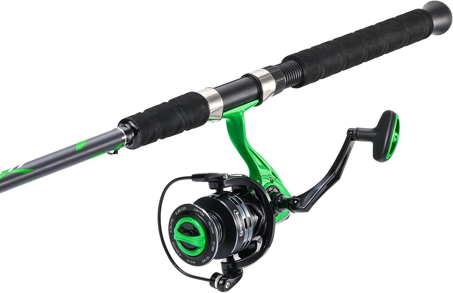 image:imageSougayilang Progressive Glass Fishing Rods Combo with Spinning Reel Strong 100 Phenolic Glass Blanks 2Pcs Pole70 with 4000 Size ReelGreen