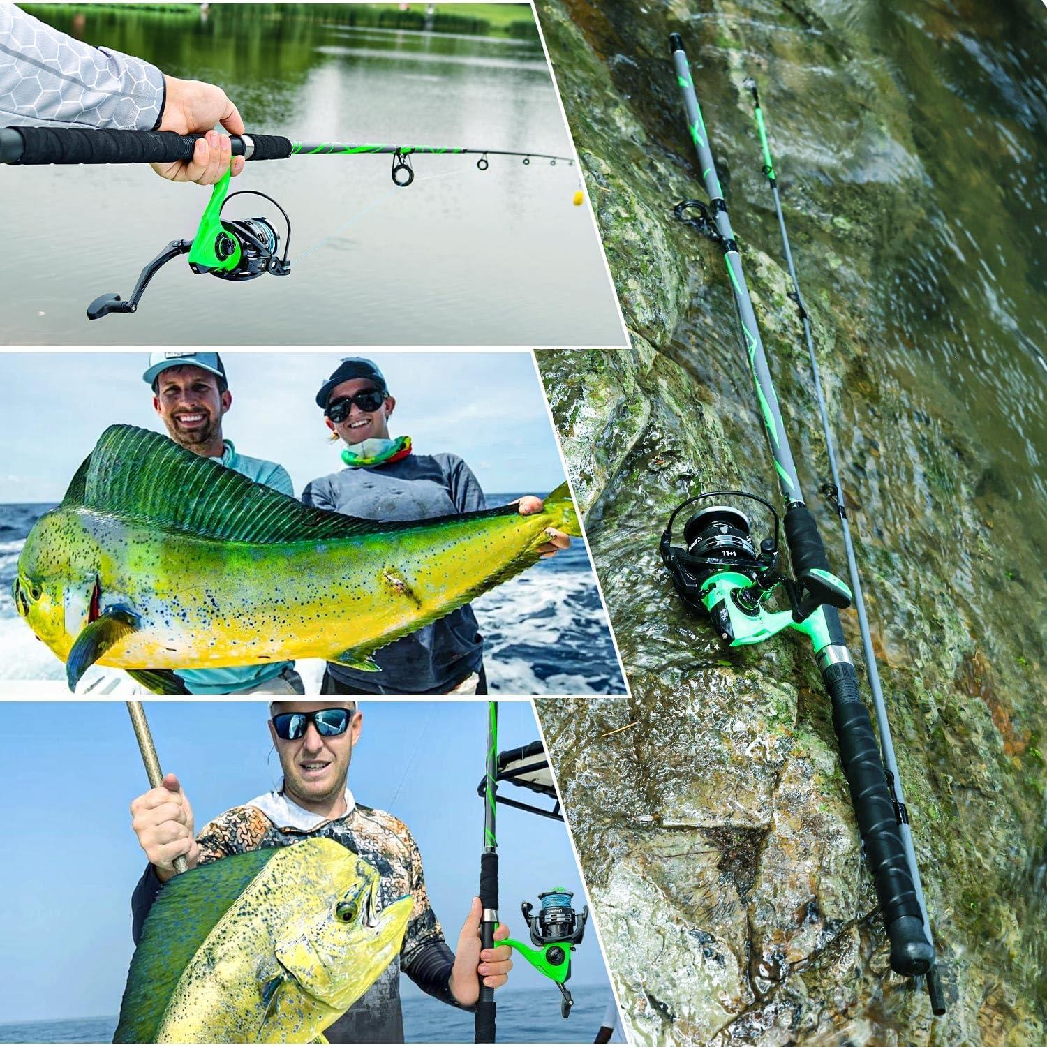 image:imageSougayilang Progressive Glass Fishing Rods Combo with Spinning Reel Strong 100 Phenolic Glass Blanks 2Pcs Pole70 with 4000 Size ReelGreen