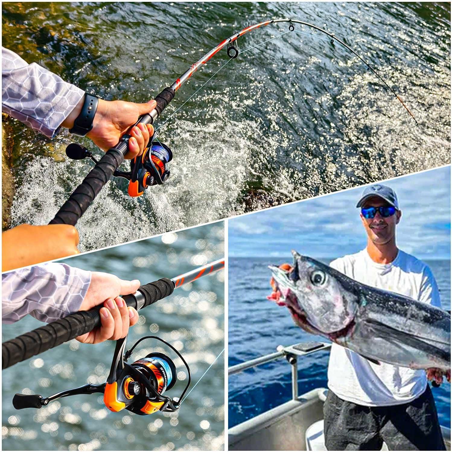 image:imageSougayilang Progressive Glass Fishing Rods Combo with Spinning Reel Strong 100 Phenolic Glass Blanks 2Pcs Pole70 with 4000 Size ReelRed