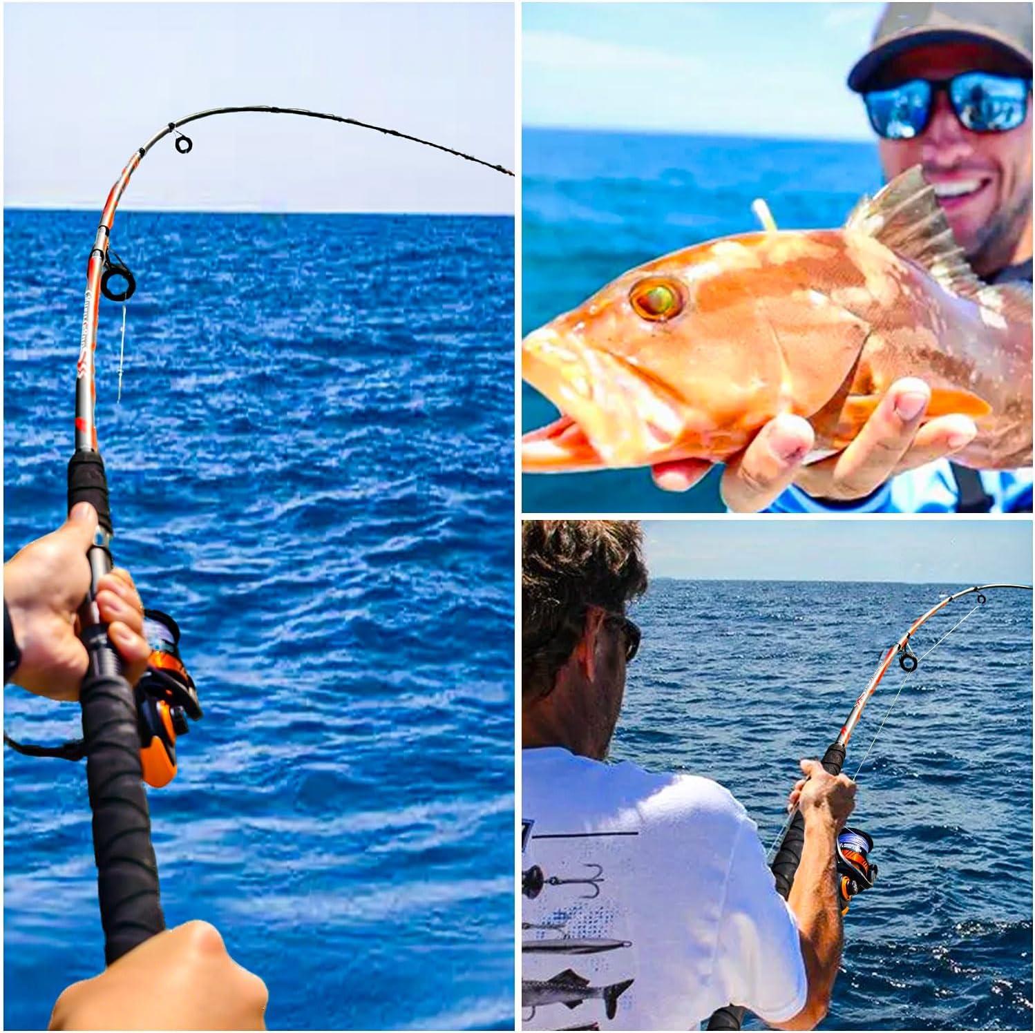 image:imageSougayilang Progressive Glass Fishing Rods Combo with Spinning Reel Strong 100 Phenolic Glass Blanks 2Pcs Pole70 with 4000 Size ReelRed