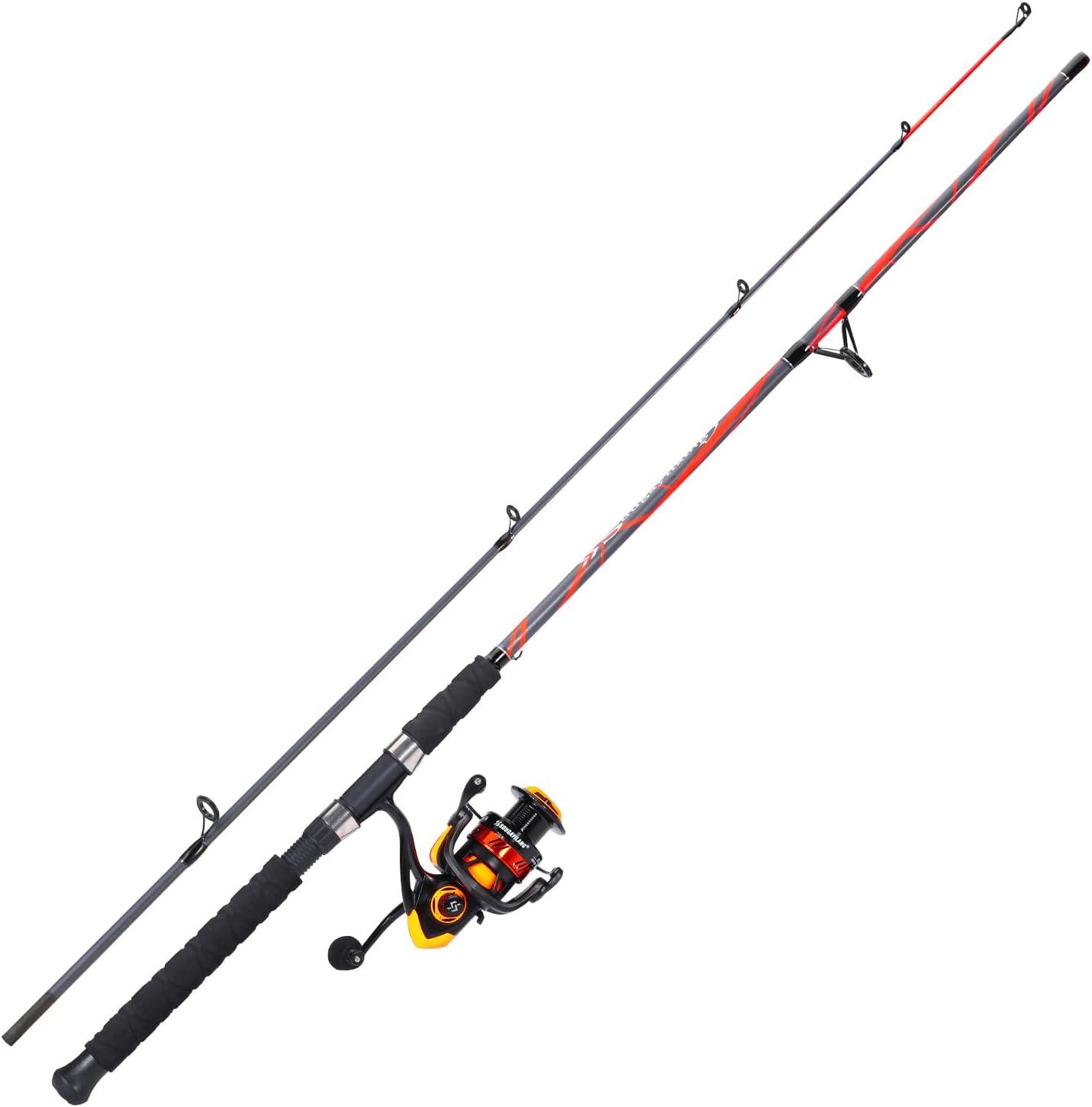 image:imageSougayilang Progressive Glass Fishing Rods Combo with Spinning Reel Strong 100 Phenolic Glass Blanks 2Pcs Pole70 with 4000 Size ReelRed