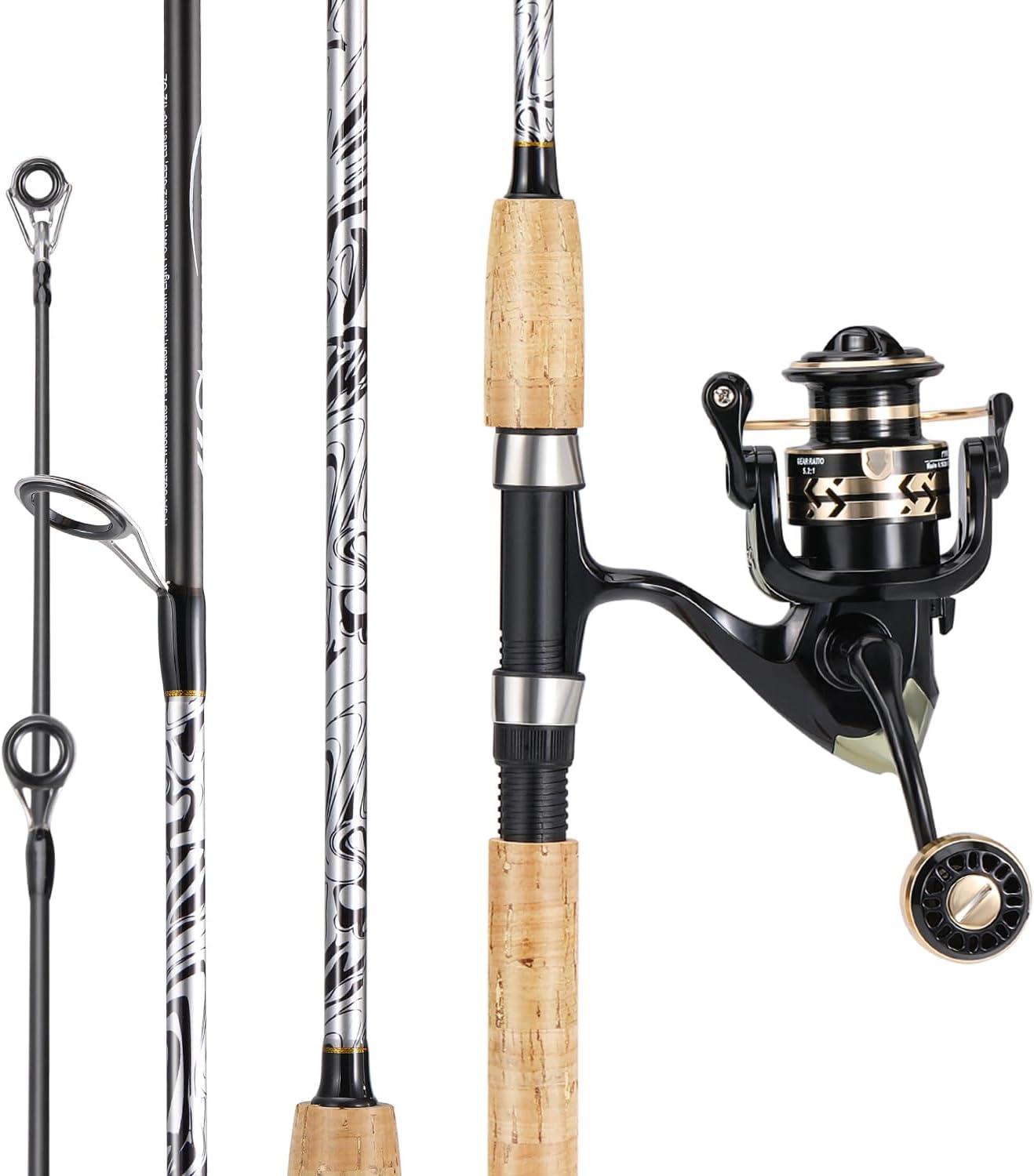 image:imageSougayilang Reel and Fishing Rod Combo Fiberglass Fishing Pole with Durable PCork Rod Handle Lightweight Graphite Frame76 MH Fast with 2000 Reel