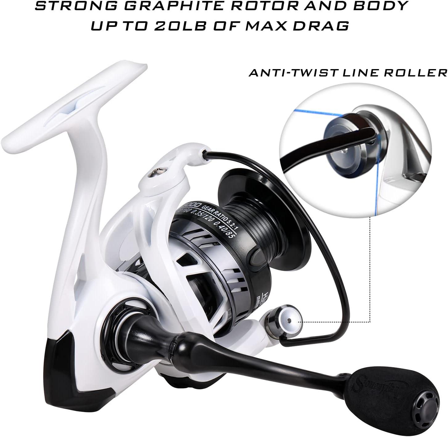 image:imageSougayilang Spinning Combo Medium Heavy Fishing Pole and 2000 Spinning Reel Set Fishing Rod and Reel Commbo for Bass Fishing TackleB Pearl White