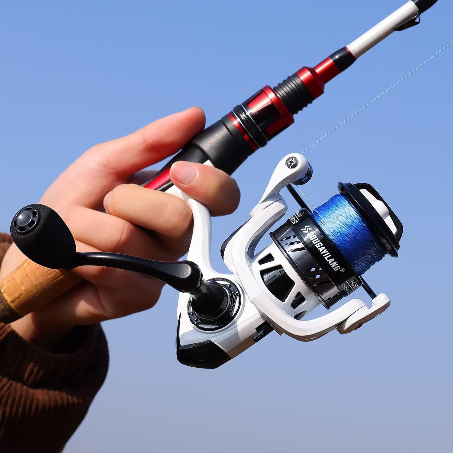 image:imageSougayilang Spinning Combo Medium Heavy Fishing Pole and 2000 Spinning Reel Set Fishing Rod and Reel Commbo for Bass Fishing TackleB Pearl White
